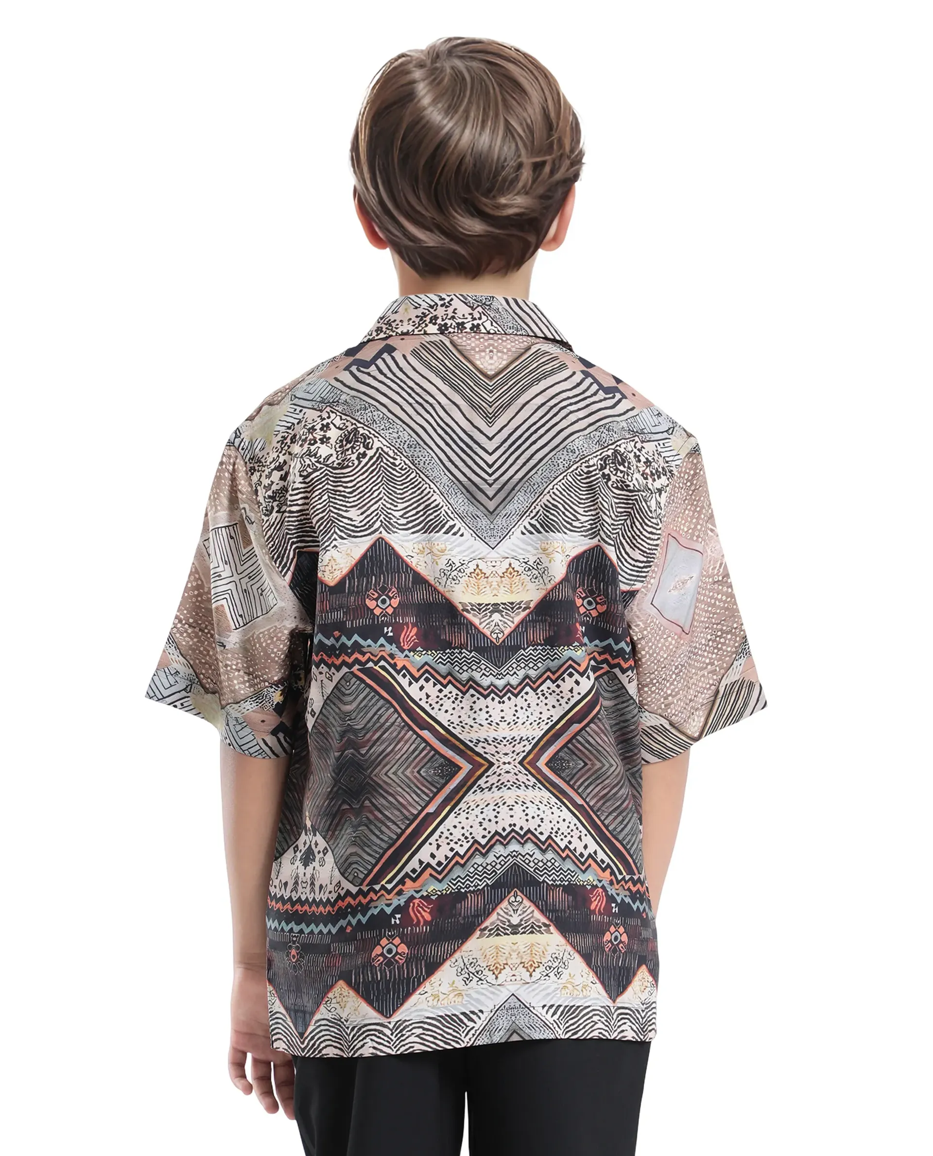 Rare Ones Kids Qun Black Viscose Printed Button Closure Regular Fit Shirt - Image 8