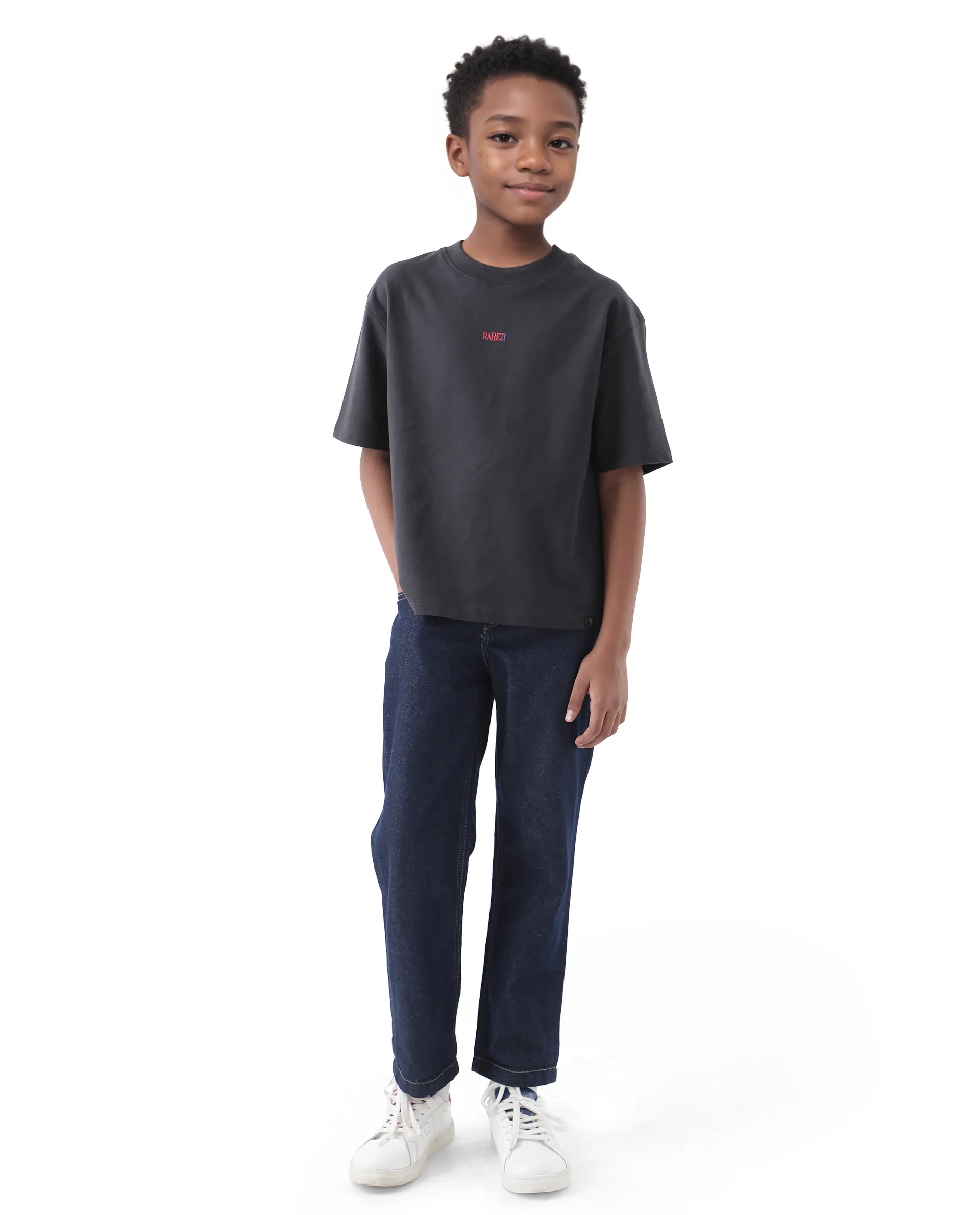 Rare Ones Kids Quote-K Black Cotton Short Sleeve Crew Neck Printed Boxy T-Shirt - Image 3