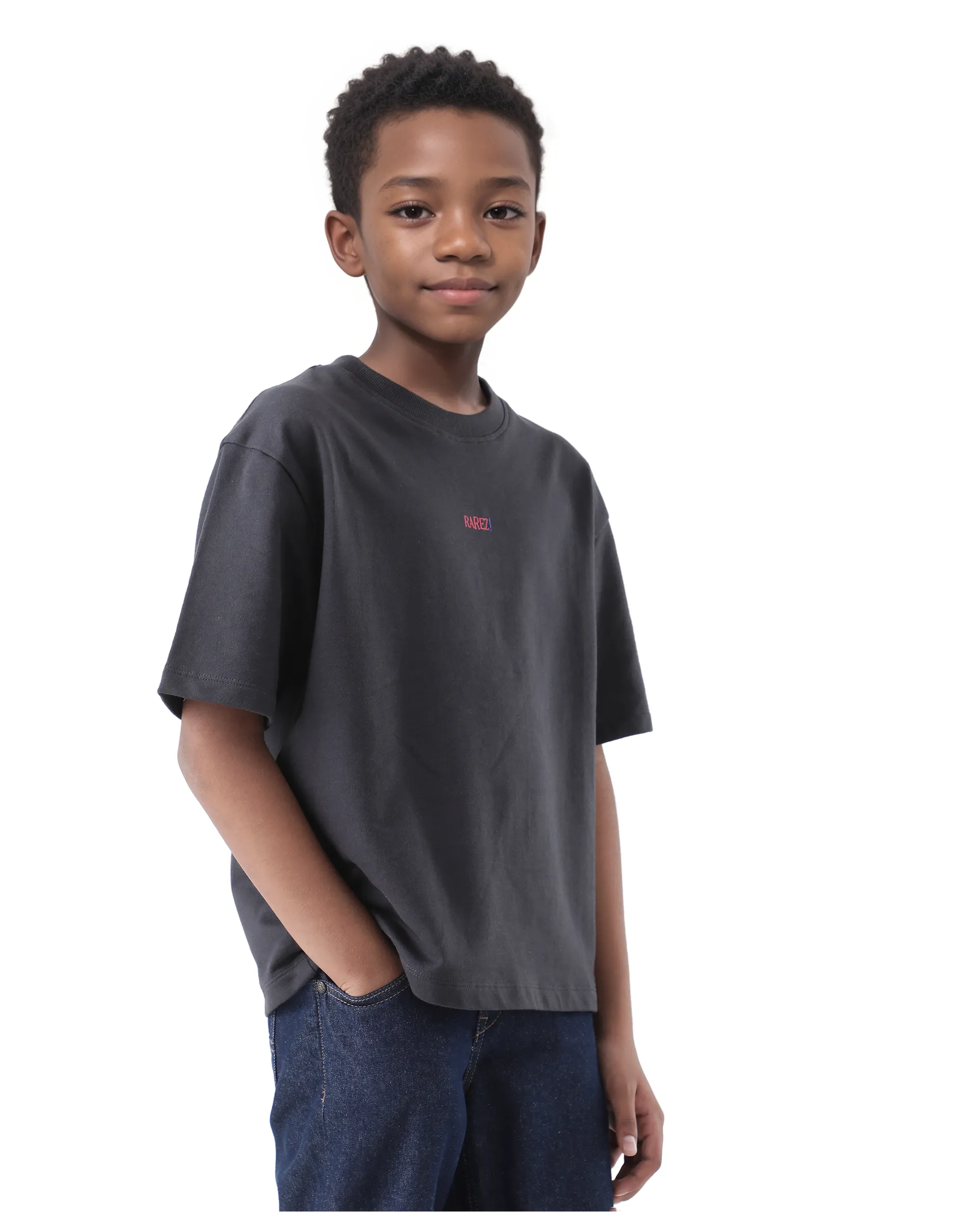 Rare Ones Kids Quote-K Black Cotton Short Sleeve Crew Neck Printed Boxy T-Shirt - Image 5