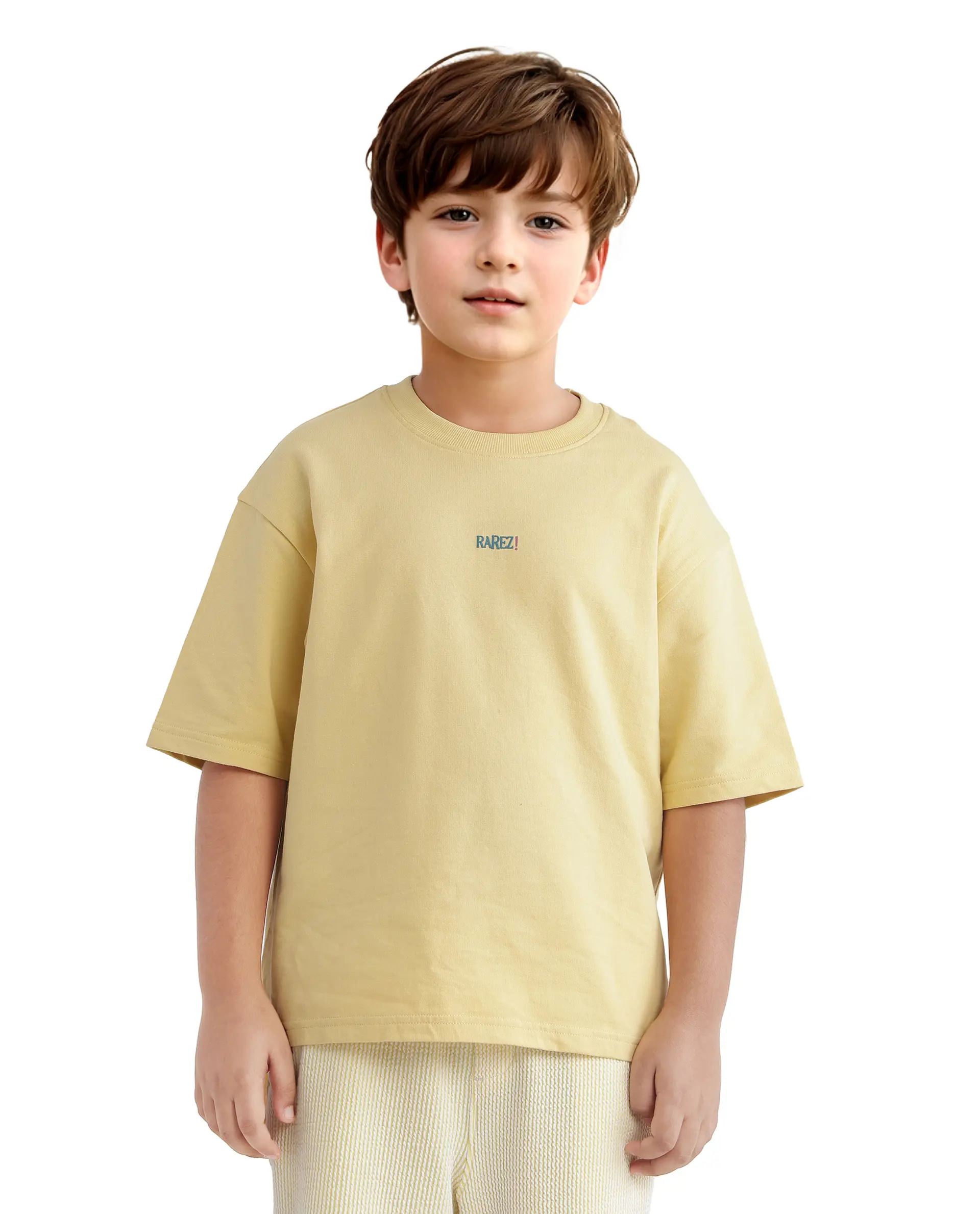 Rare Ones Kids Quote-K Yellow Cotton Short Sleeve Crew Neck Printed T-Shirt - Image 2