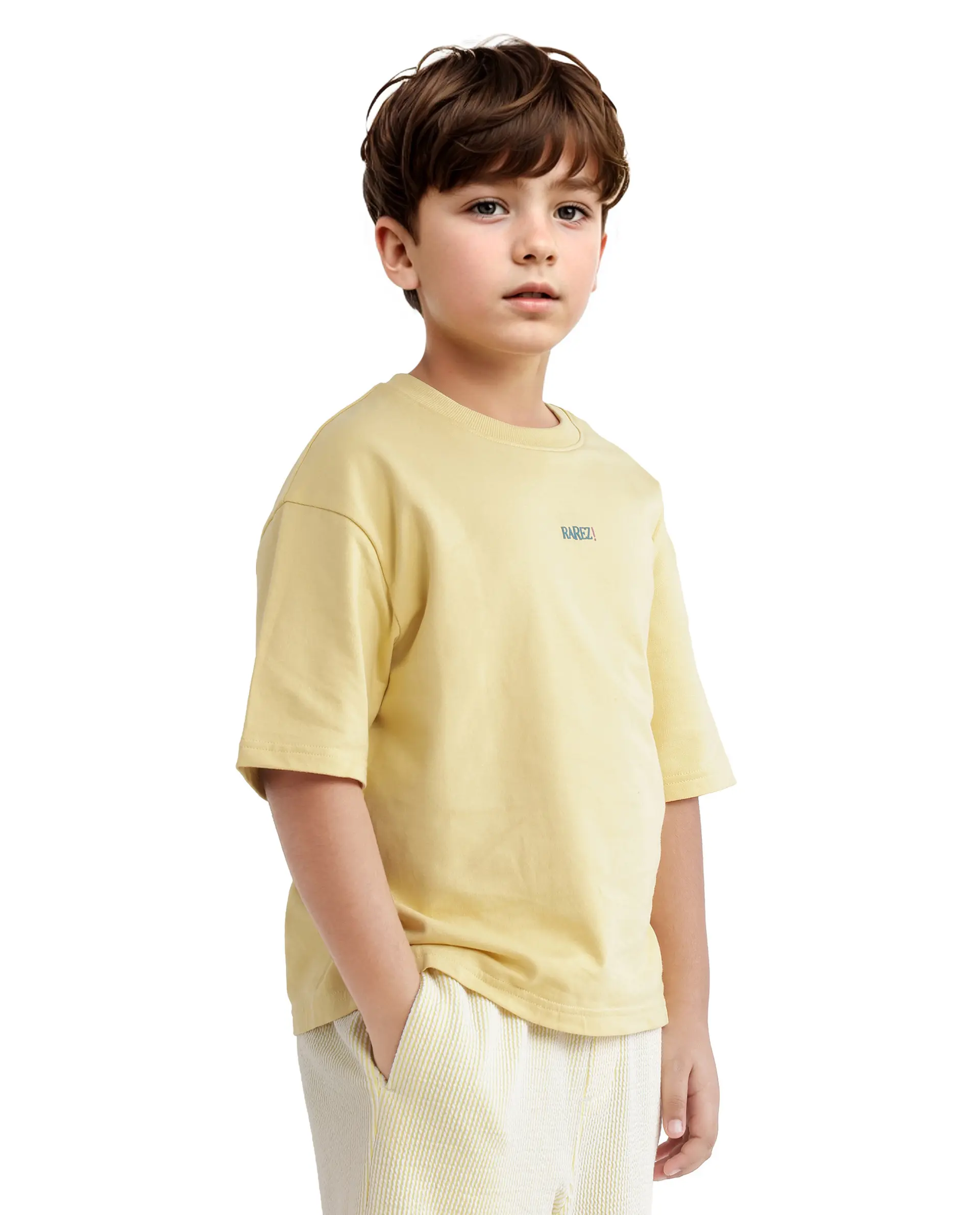 Rare Ones Kids Quote-K Yellow Cotton Short Sleeve Crew Neck Printed T-Shirt - Image 7