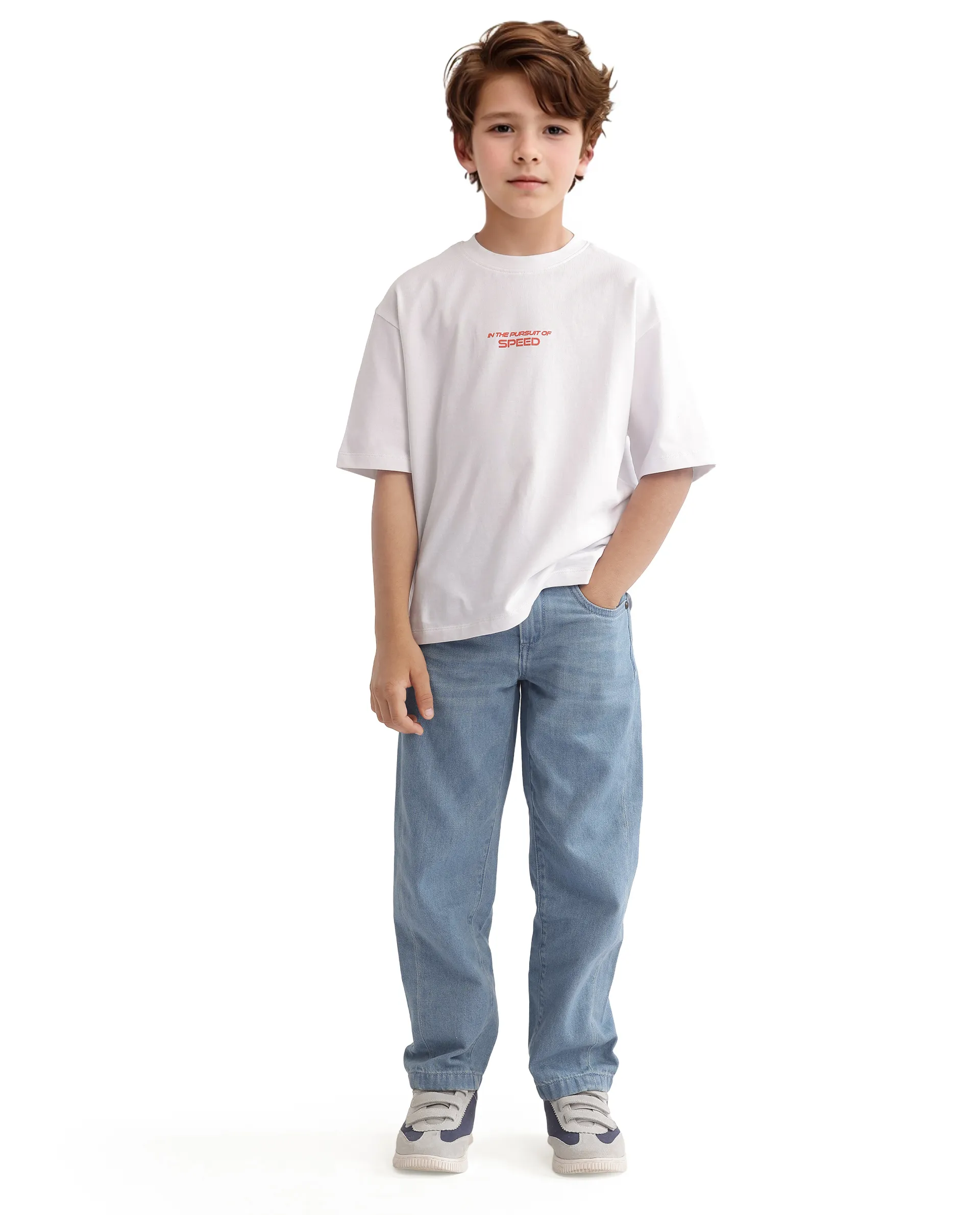 Rare Ones Kids Race Off White Cotton Half Sleeve Slip-On Printed Boxy Fit T-Shirt - Image 2