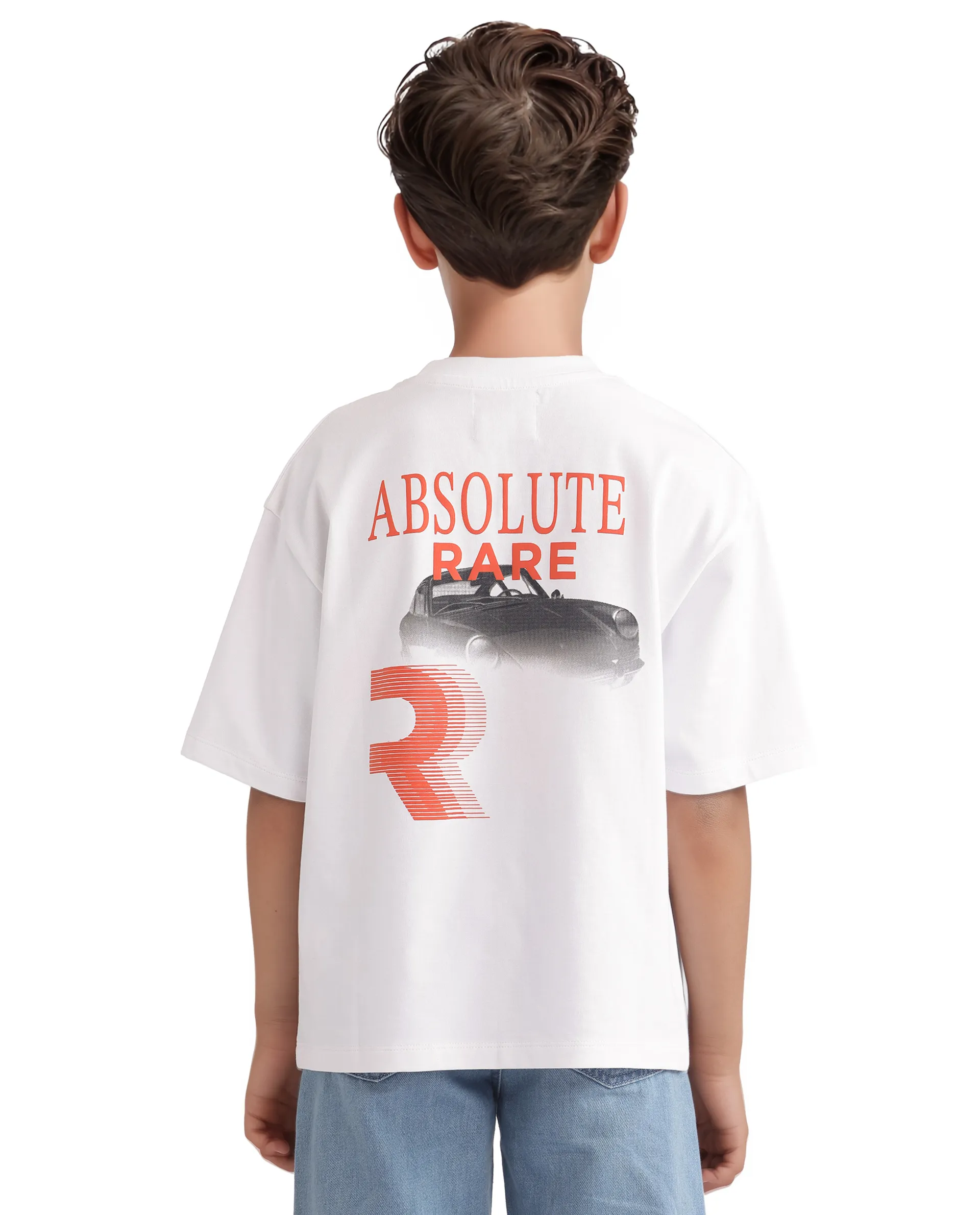 Rare Ones Kids Race Off White Cotton Half Sleeve Slip-On Printed Boxy Fit T-Shirt - Image 8