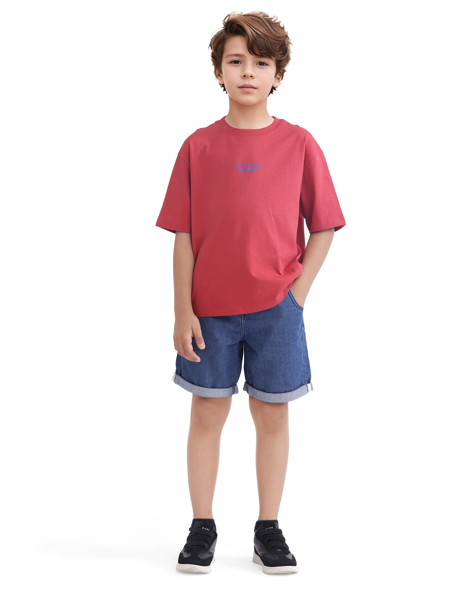 Rare Ones Kids Race Red Cotton Half Sleeve Slip-On Printed Boxy Fit T-Shirt - Image 2