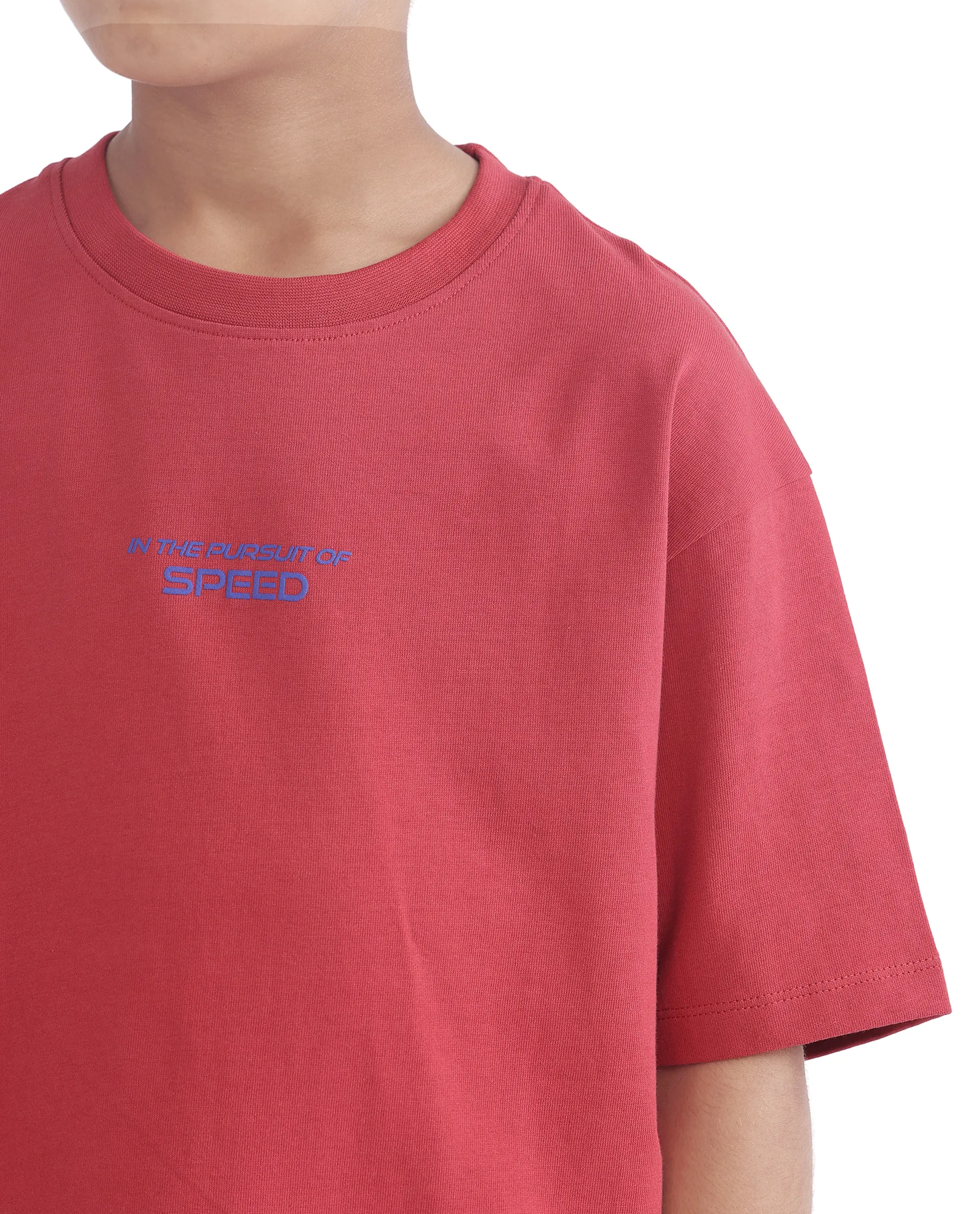 Rare Ones Kids Race Red Cotton Half Sleeve Slip-On Printed Boxy Fit T-Shirt - Image 5