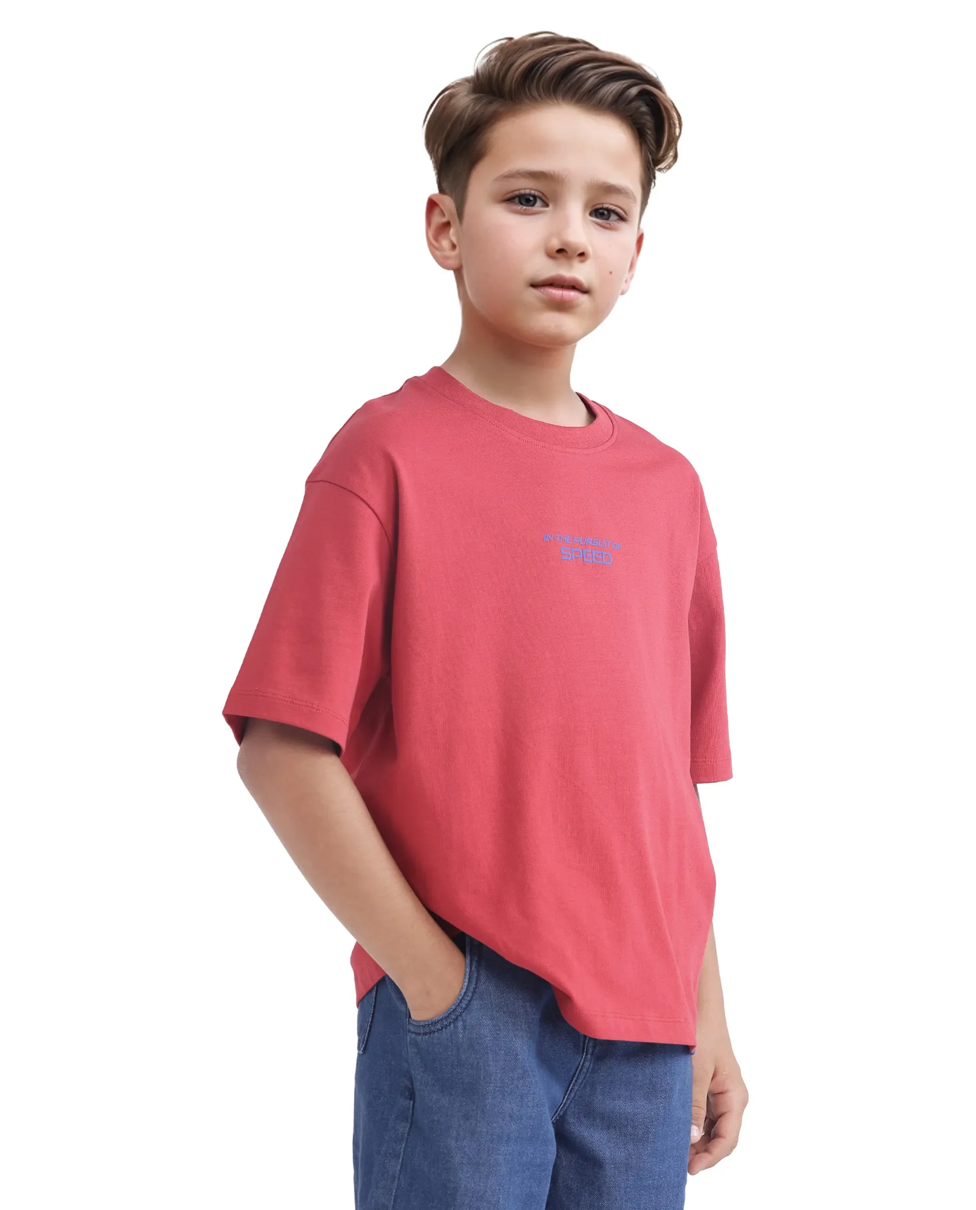 Rare Ones Kids Race Red Cotton Half Sleeve Slip-On Printed Boxy Fit T-Shirt - Image 6