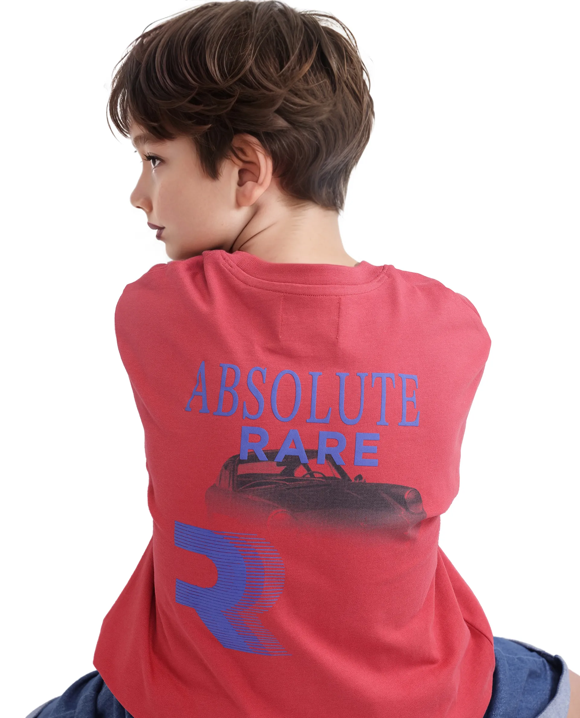 Rare Ones Kids Race Red Cotton Half Sleeve Slip-On Printed Boxy Fit T-Shirt - Image 8