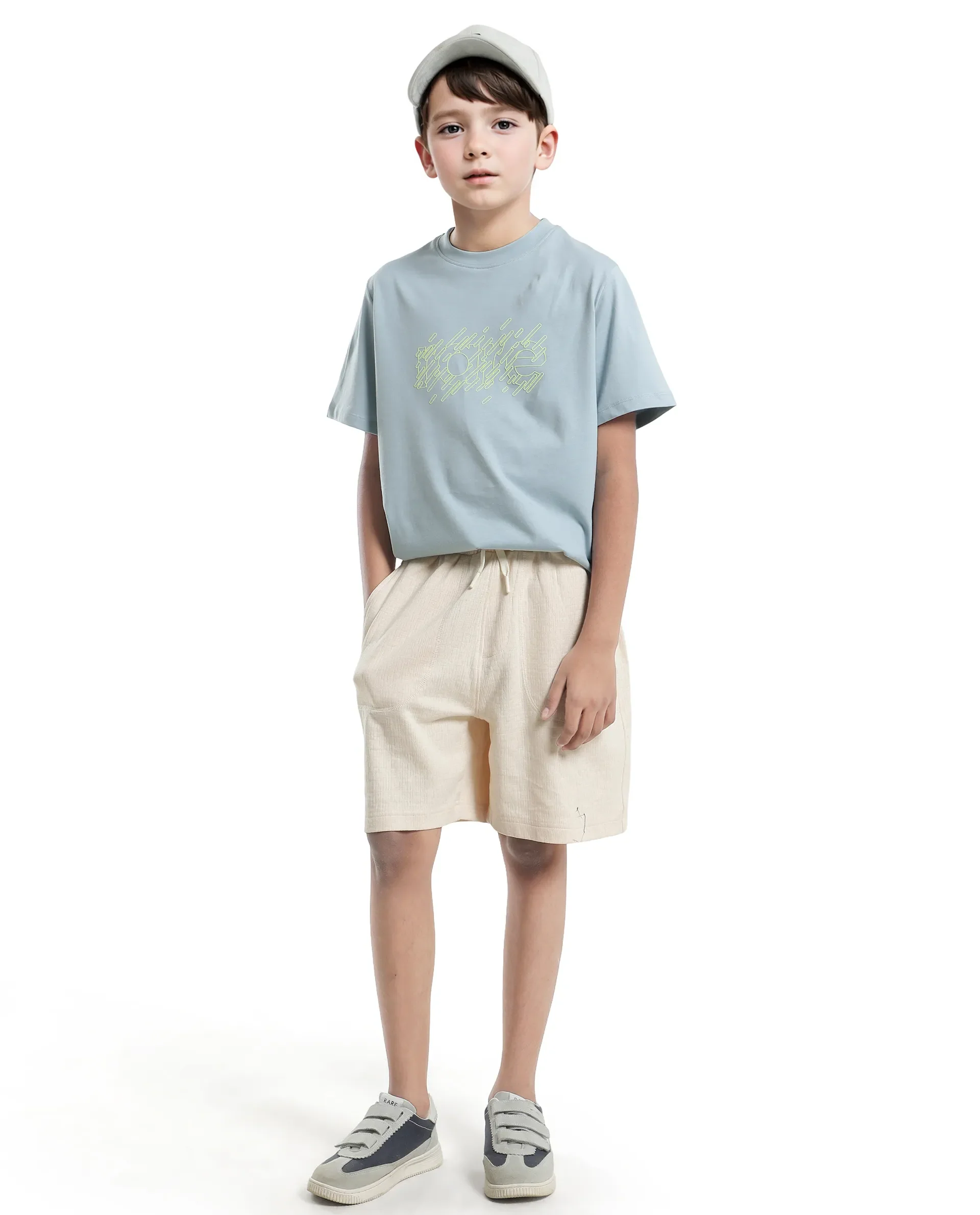 Rare Ones Kids Reno Light Turq Cotton Blend Half Sleeve Printed Regular Fit T-Shirt - Image 2