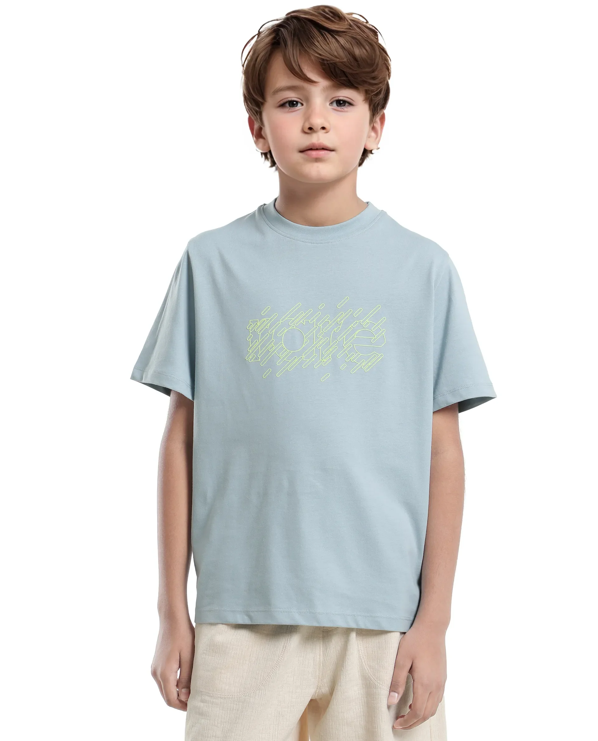 Rare Ones Kids Reno Light Turq Cotton Blend Half Sleeve Printed Regular Fit T-Shirt - Image 3