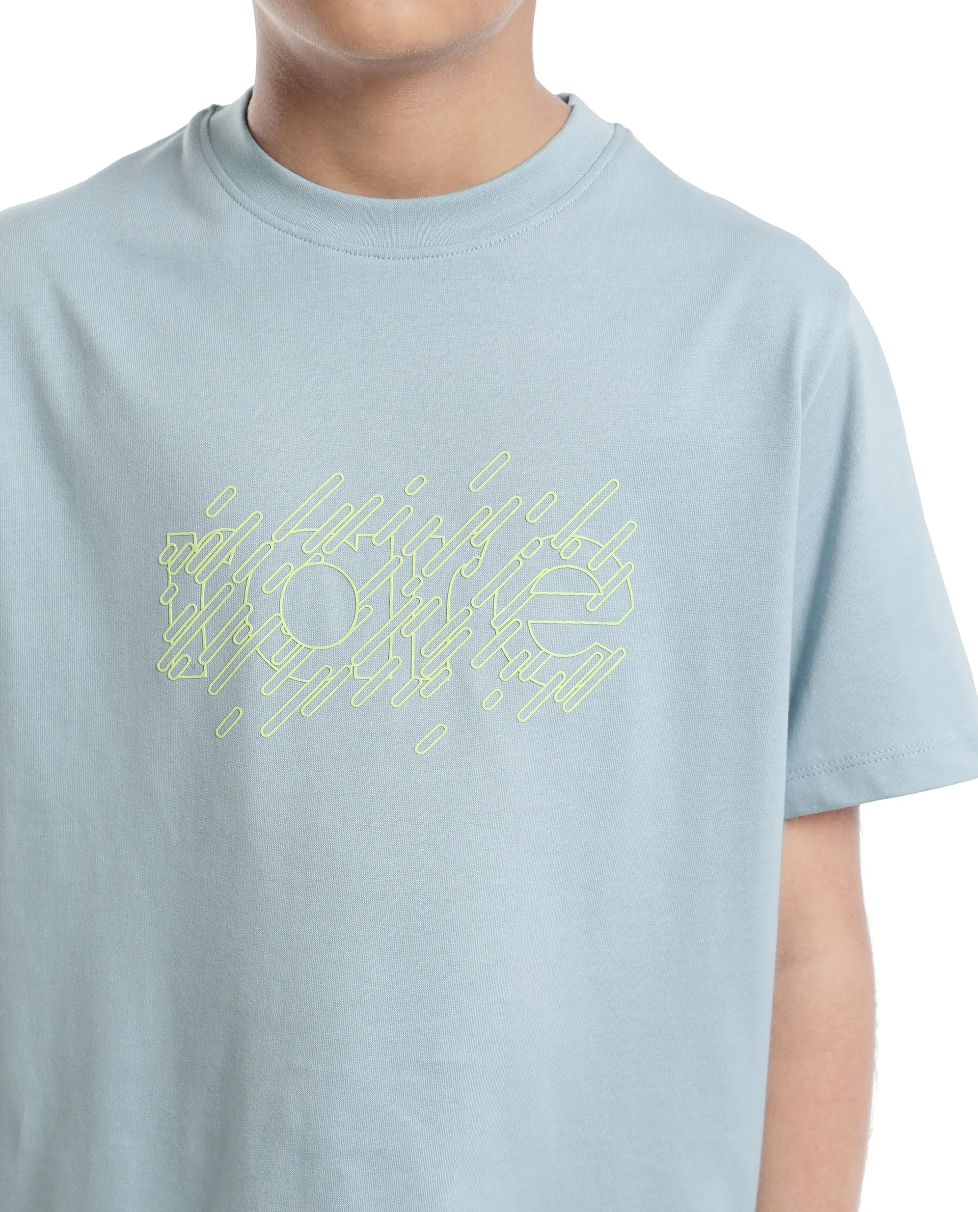 Rare Ones Kids Reno Light Turq Cotton Blend Half Sleeve Printed Regular Fit T-Shirt - Image 5
