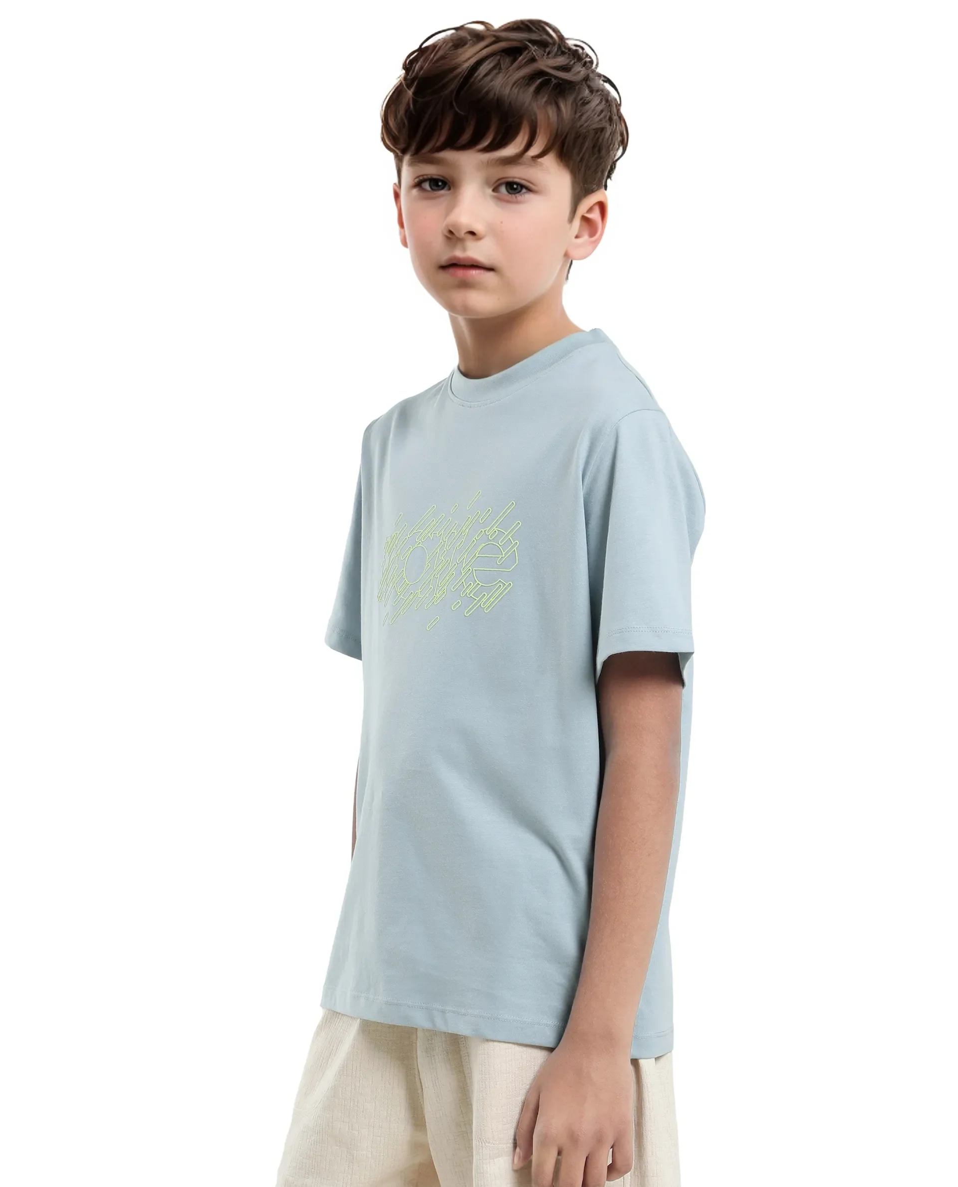 Rare Ones Kids Reno Light Turq Cotton Blend Half Sleeve Printed Regular Fit T-Shirt - Image 6
