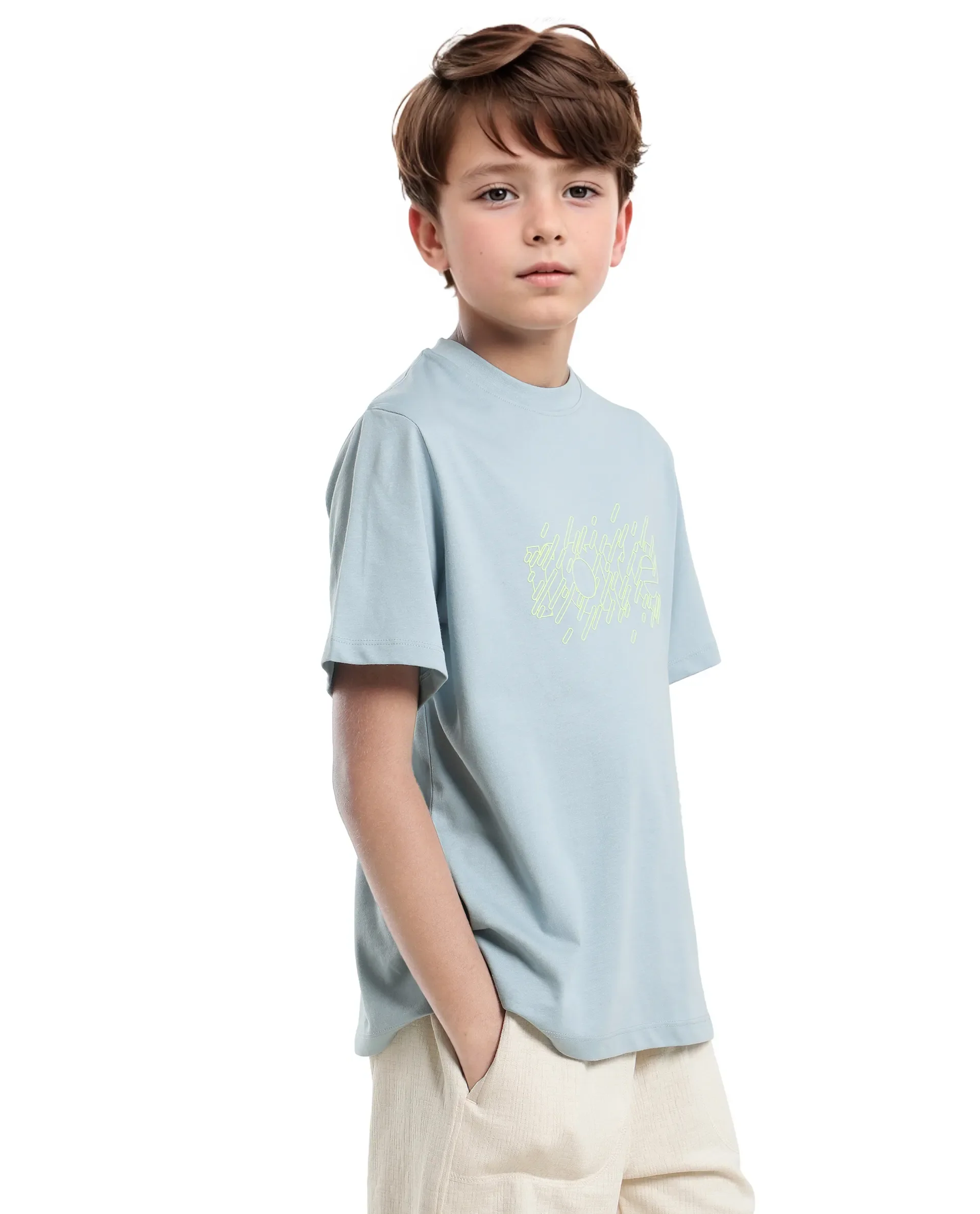 Rare Ones Kids Reno Light Turq Cotton Blend Half Sleeve Printed Regular Fit T-Shirt - Image 7