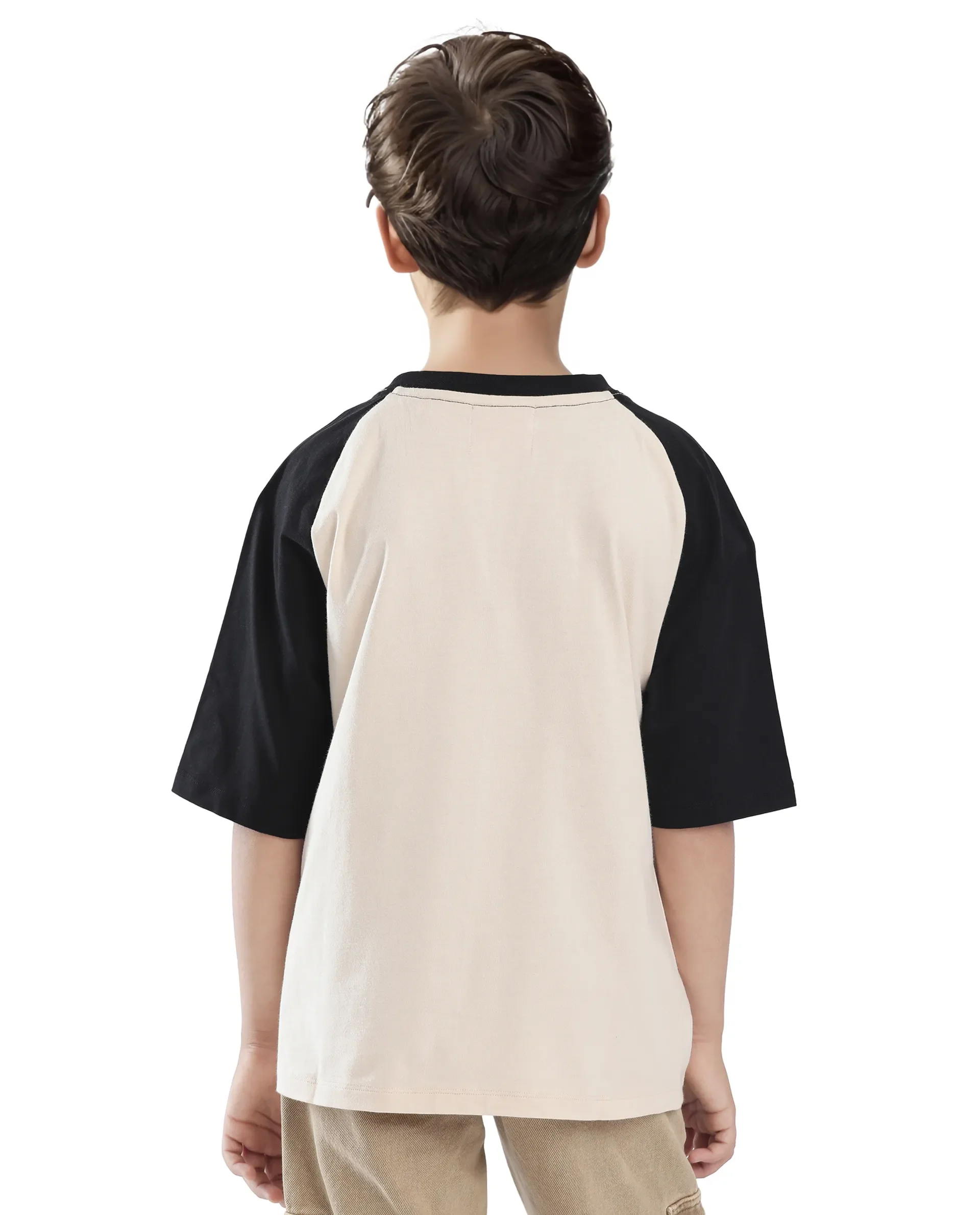 Rare Ones Kids Reva-K Light Beige Printed Slip-On Oversized Fit T-Shirt - Image 10