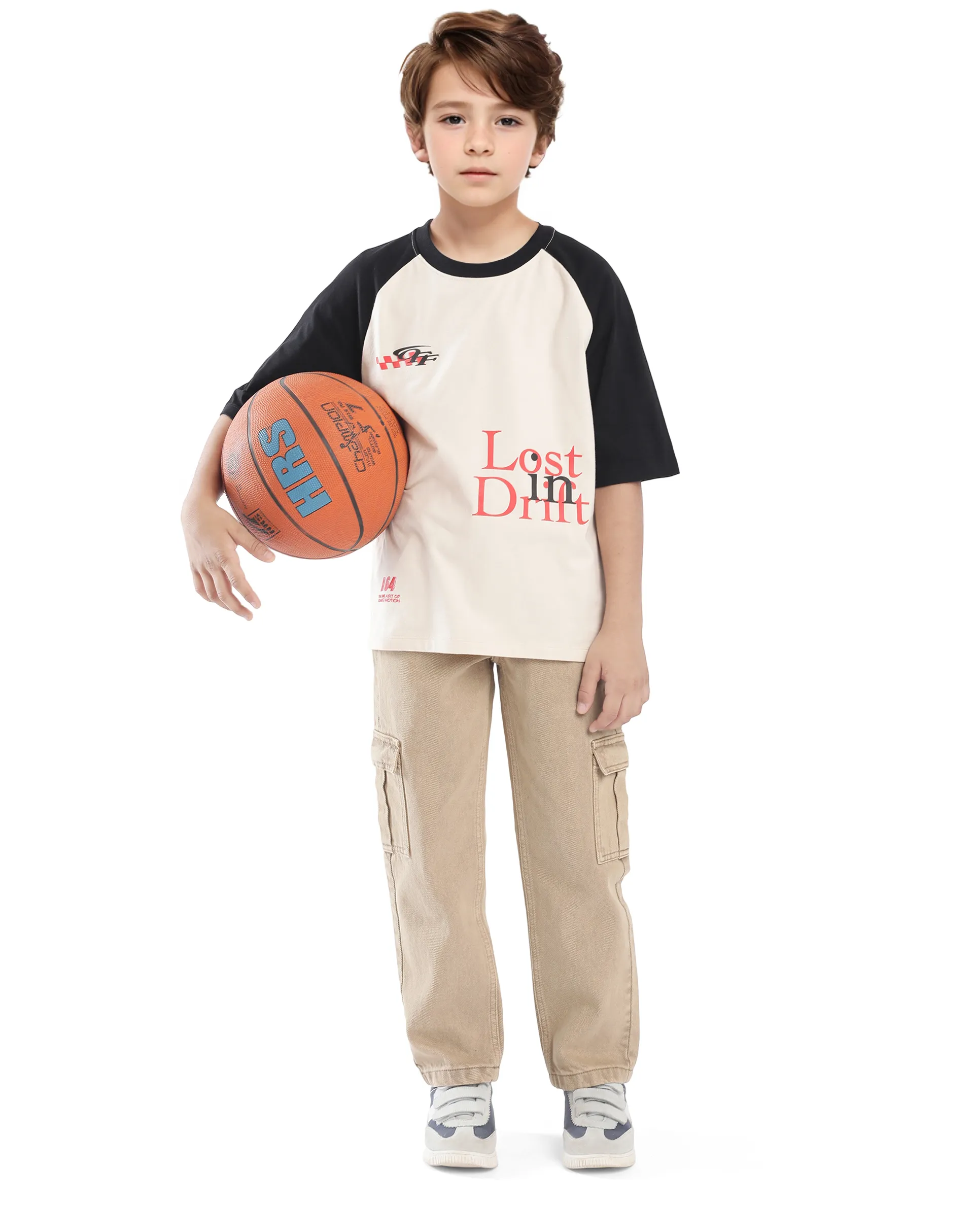 Rare Ones Kids Reva-K Light Beige Printed Slip-On Oversized Fit T-Shirt - Image 2