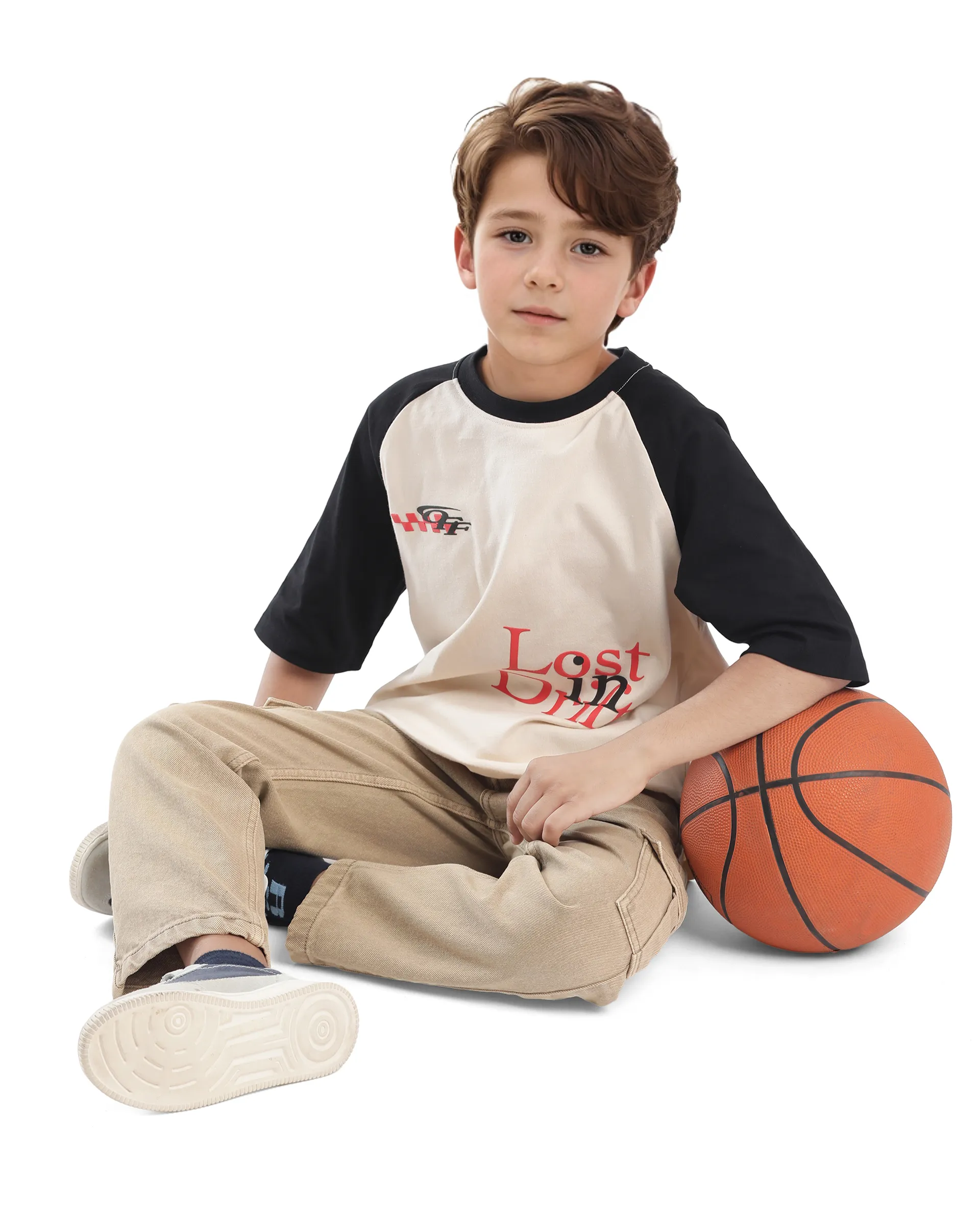 Rare Ones Kids Reva-K Light Beige Printed Slip-On Oversized Fit T-Shirt - Image 6