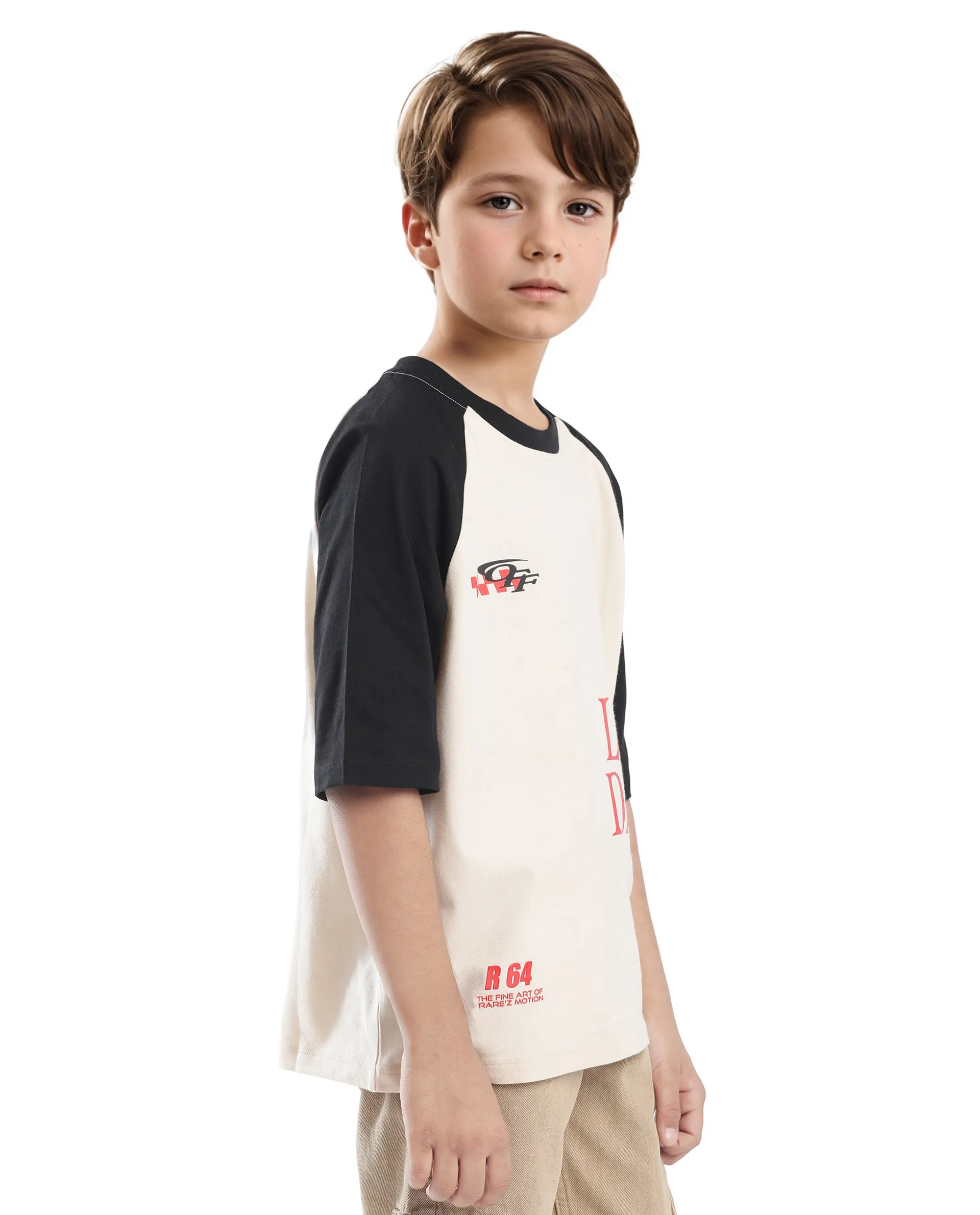 Rare Ones Kids Reva-K Light Beige Printed Slip-On Oversized Fit T-Shirt - Image 9