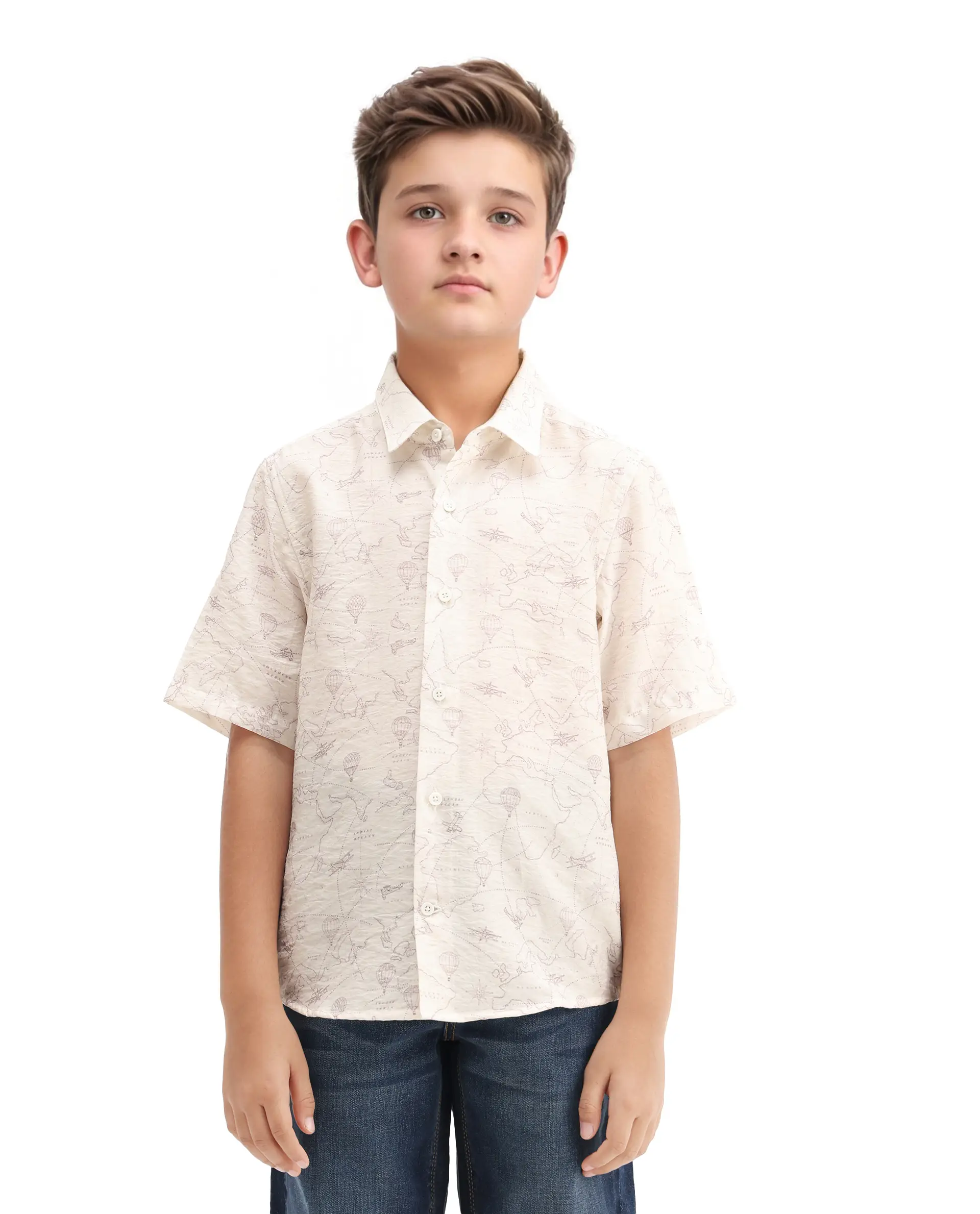 Rare Ones Kids Reyin Off White Viscose Printed Button Closure Regular Fit Shirt - Image 3