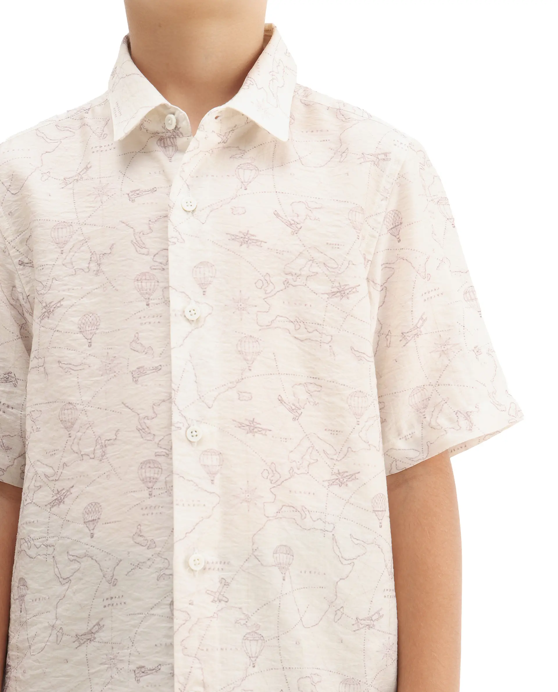 Rare Ones Kids Reyin Off White Viscose Printed Button Closure Regular Fit Shirt - Image 4