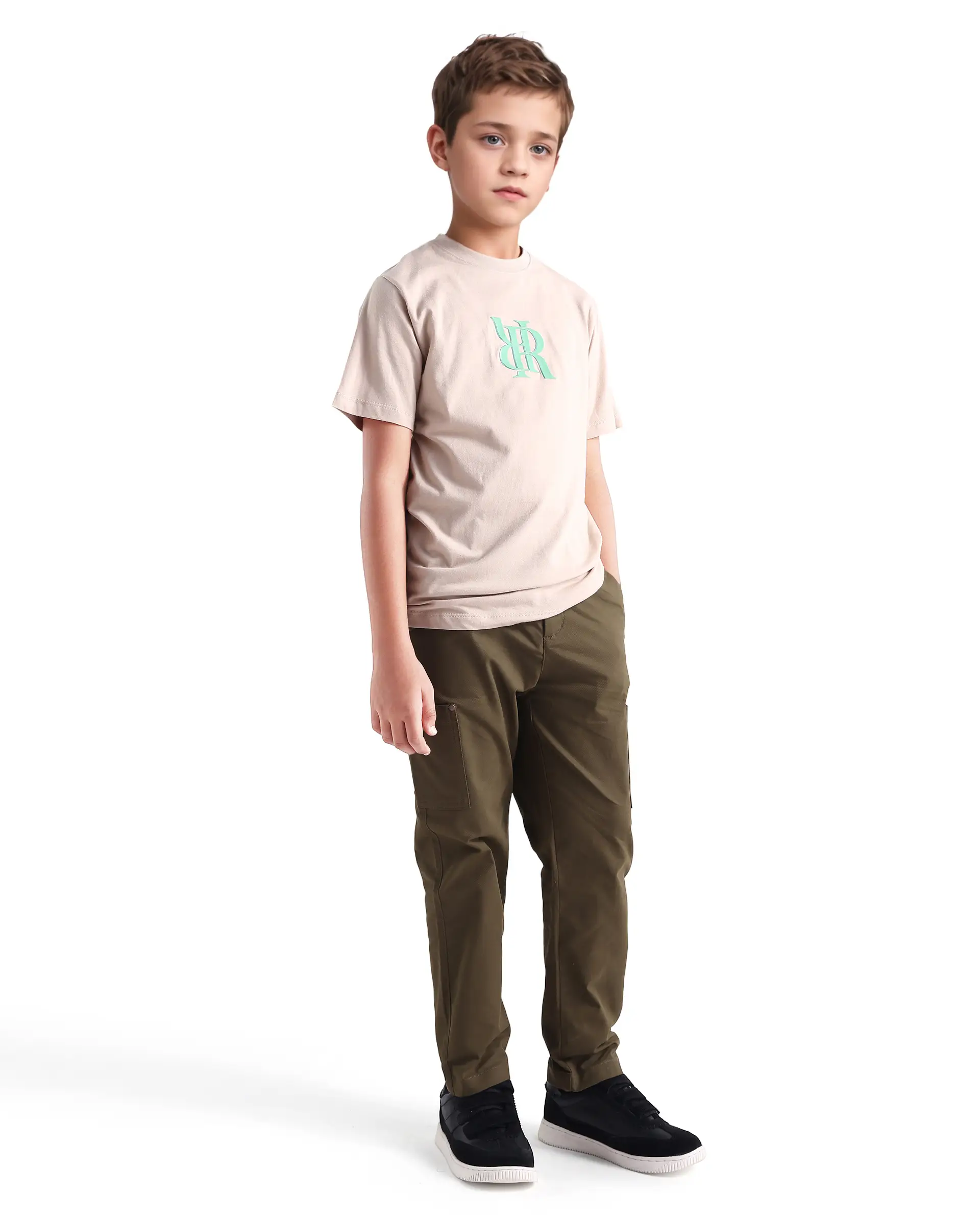 Rare Ones Kids Rez Olive Cotton Solid Button & Zip Closure Regular Fit Trouser - Image 6