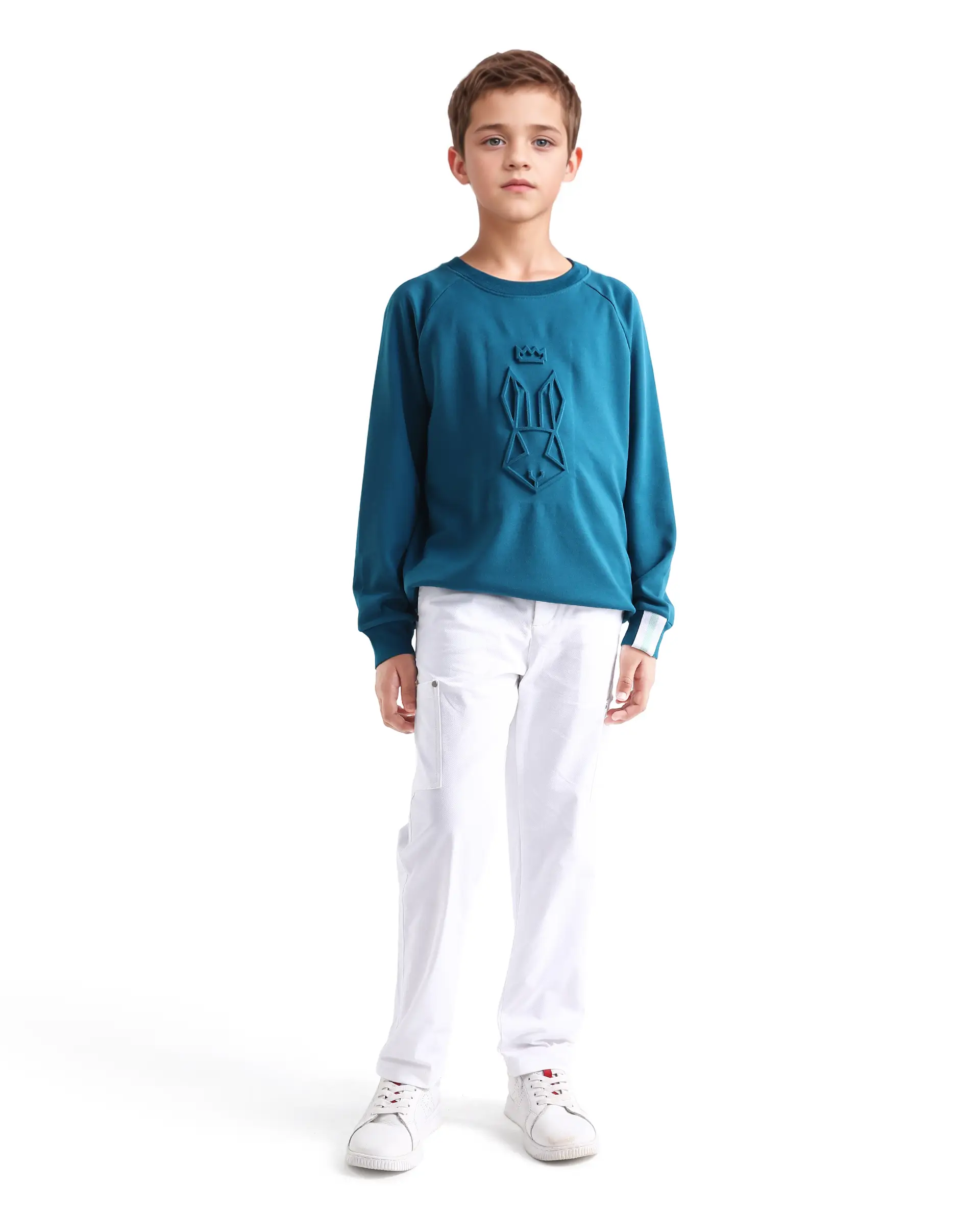 Rare Ones Kids Rez White Cotton Solid Button & Zip Closure Regular Fit Trouser - Image 4