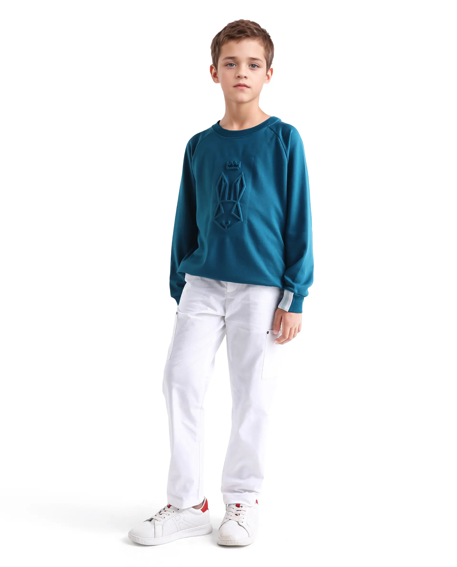 Rare Ones Kids Rez White Cotton Solid Button & Zip Closure Regular Fit Trouser - Image 5