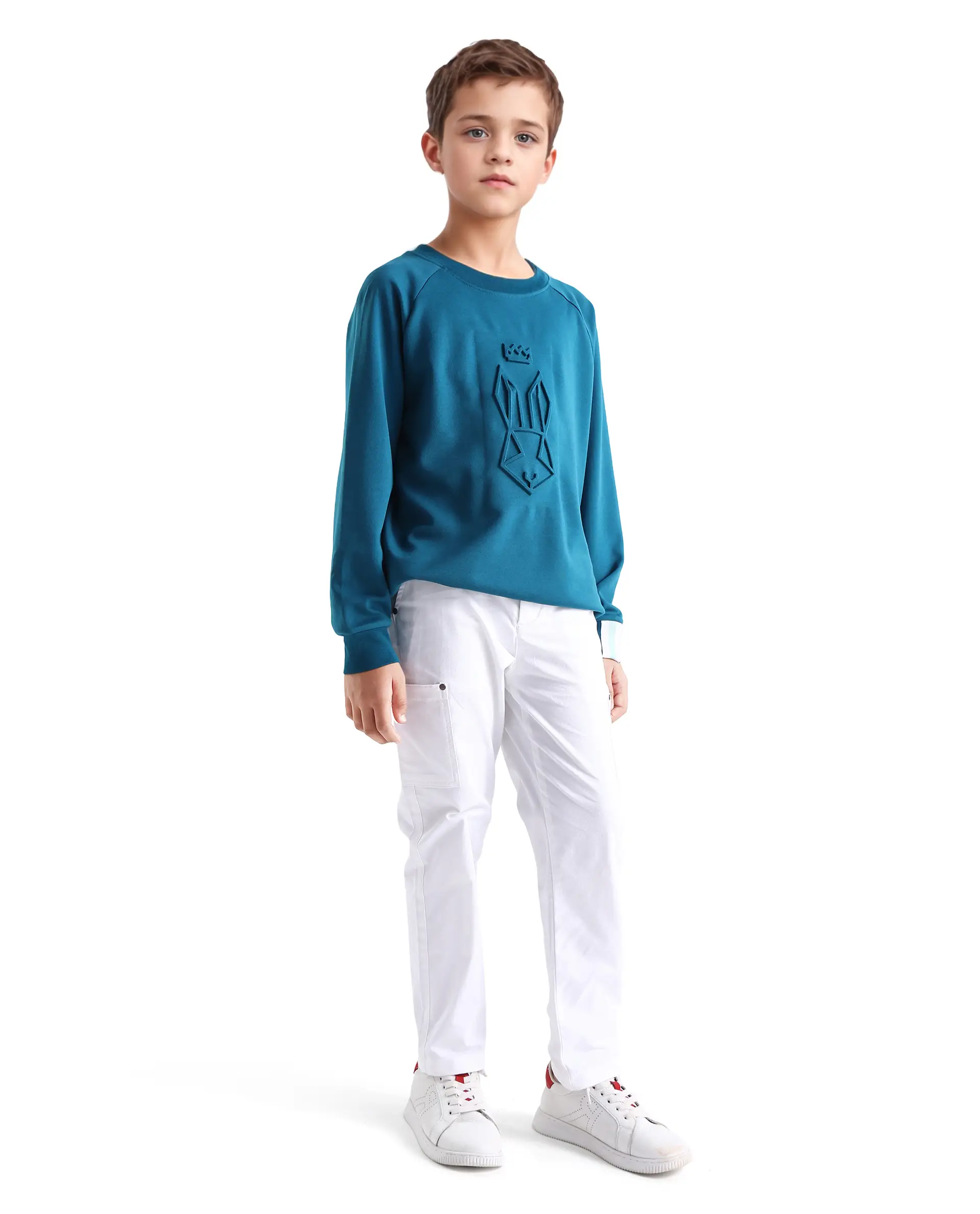 Rare Ones Kids Rez White Cotton Solid Button & Zip Closure Regular Fit Trouser - Image 6