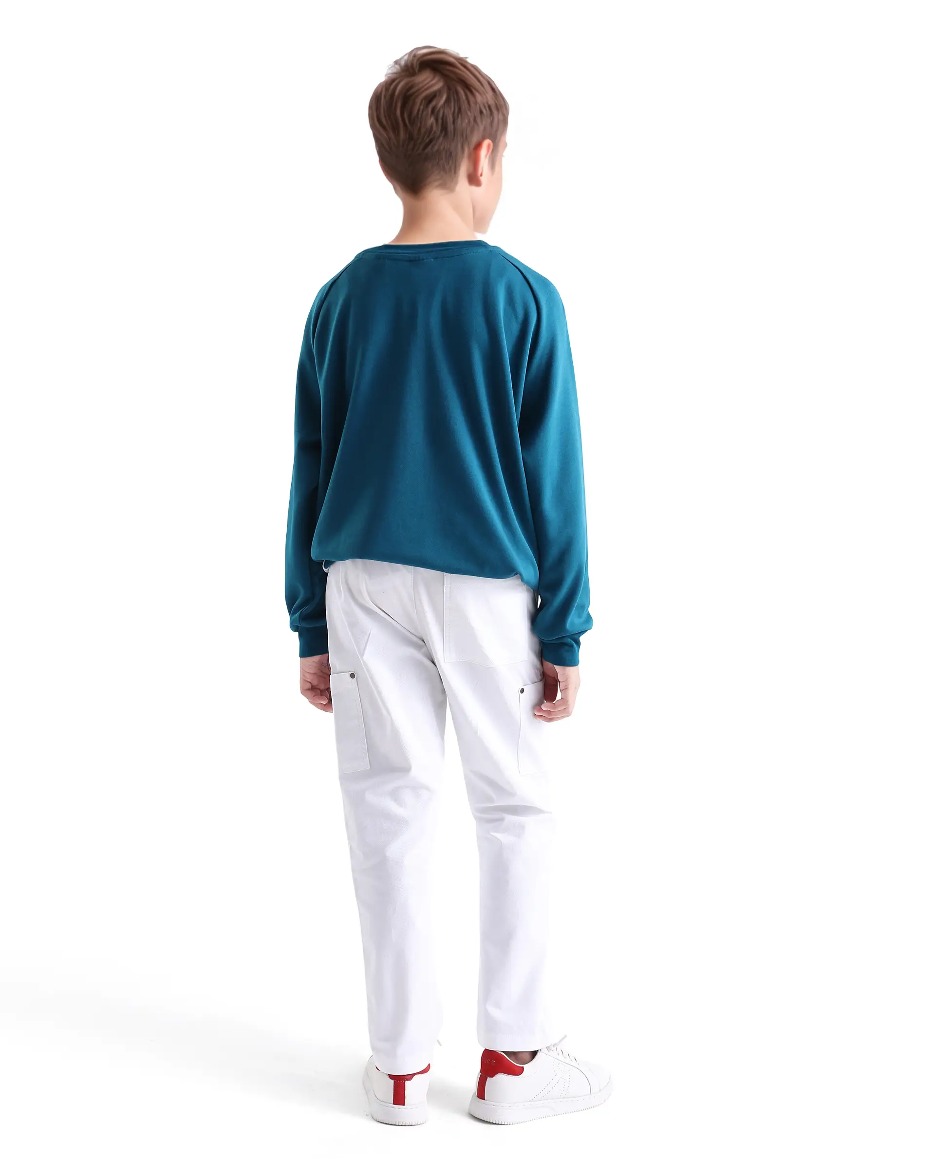 Rare Ones Kids Rez White Cotton Solid Button & Zip Closure Regular Fit Trouser - Image 7