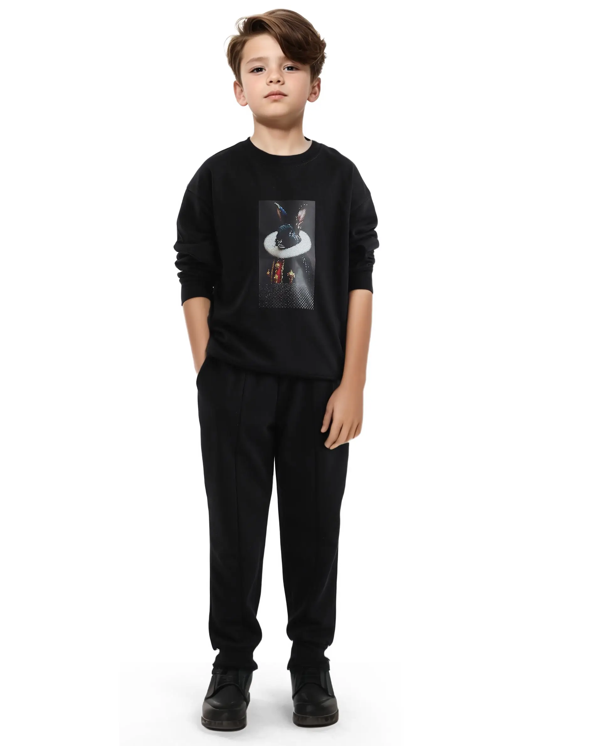Rare Ones Kids Ribo Black Cotton Poly Full Sleeve Cmyk Print Sweatshirt - Image 2