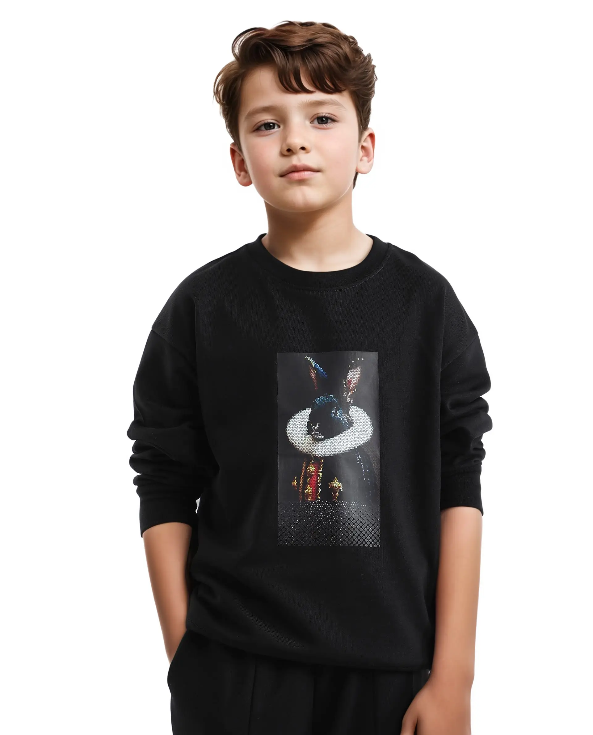 Rare Ones Kids Ribo Black Cotton Poly Full Sleeve Cmyk Print Sweatshirt - Image 4