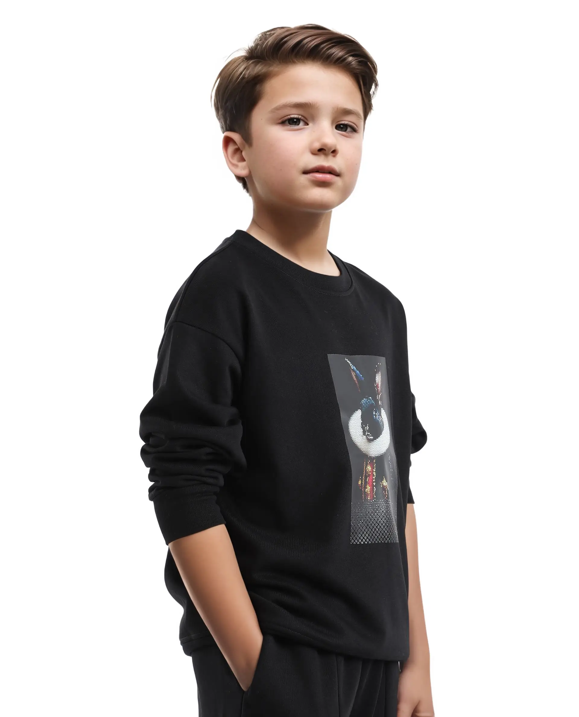 Rare Ones Kids Ribo Black Cotton Poly Full Sleeve Cmyk Print Sweatshirt - Image 5
