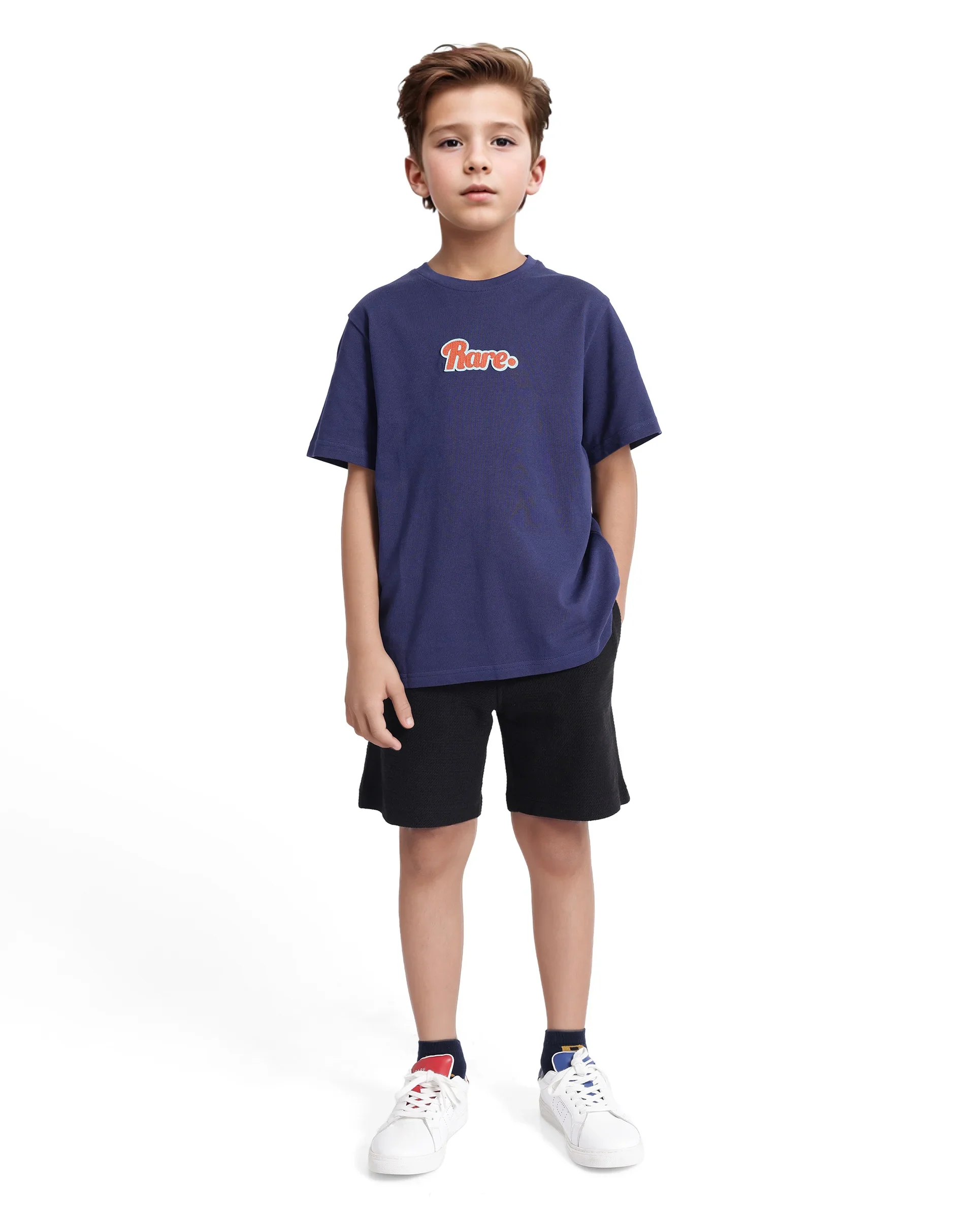 Rare Ones Kids Ride Navy Cotton Half Sleeves Crew Neck Embroidered T-Shirt - Image 3