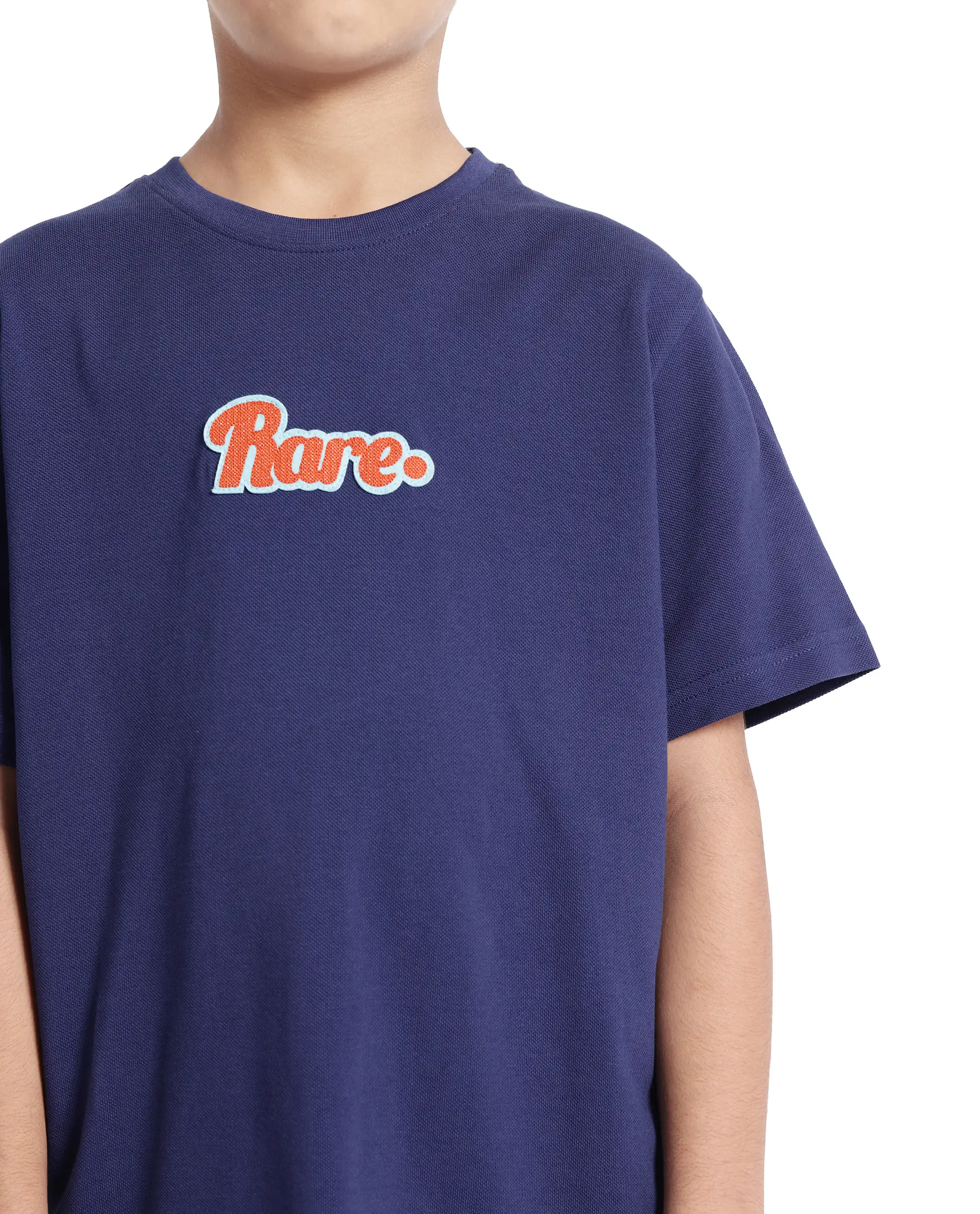 Rare Ones Kids Ride Navy Cotton Half Sleeves Crew Neck Embroidered T-Shirt - Image 5