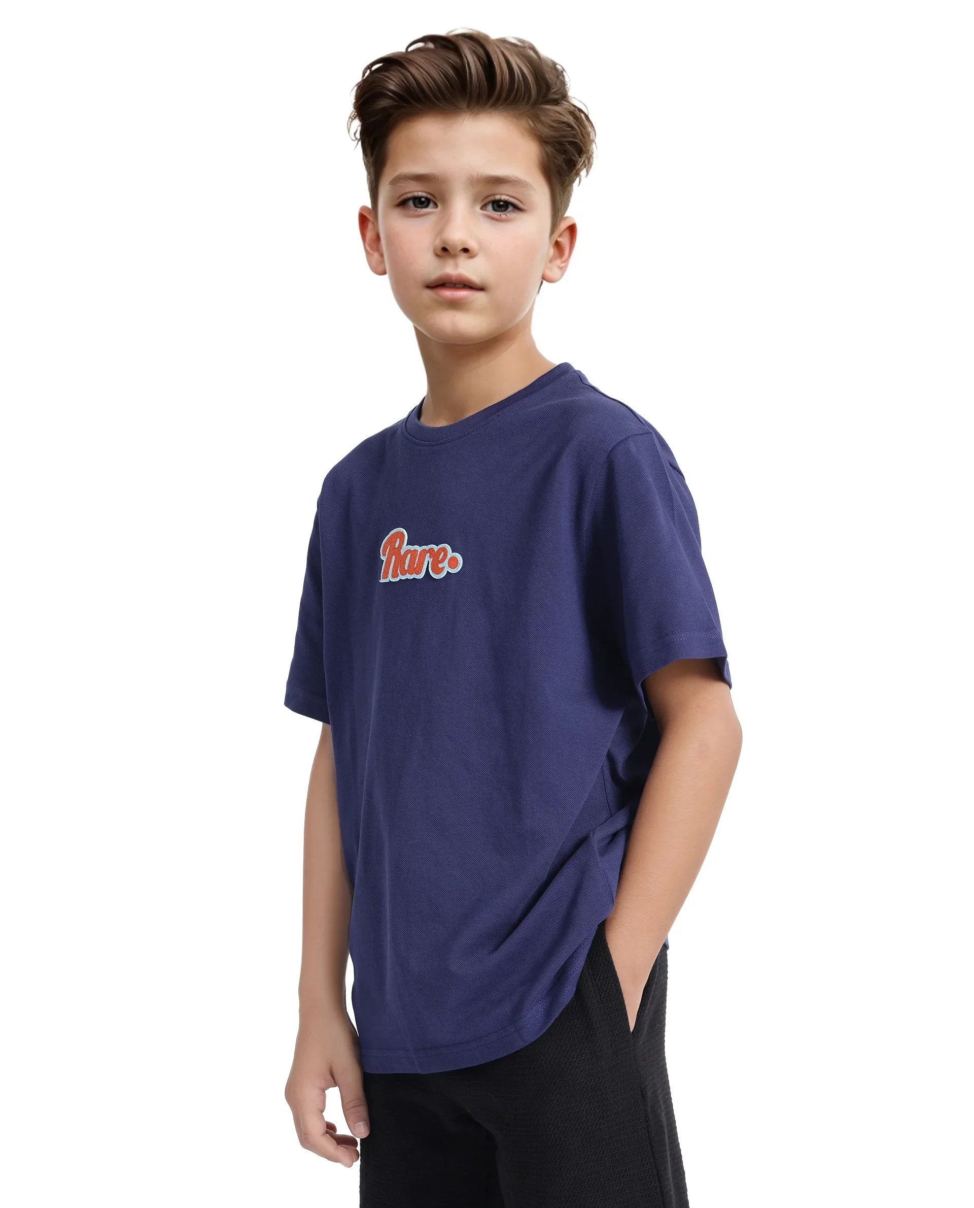Rare Ones Kids Ride Navy Cotton Half Sleeves Crew Neck Embroidered T-Shirt - Image 6