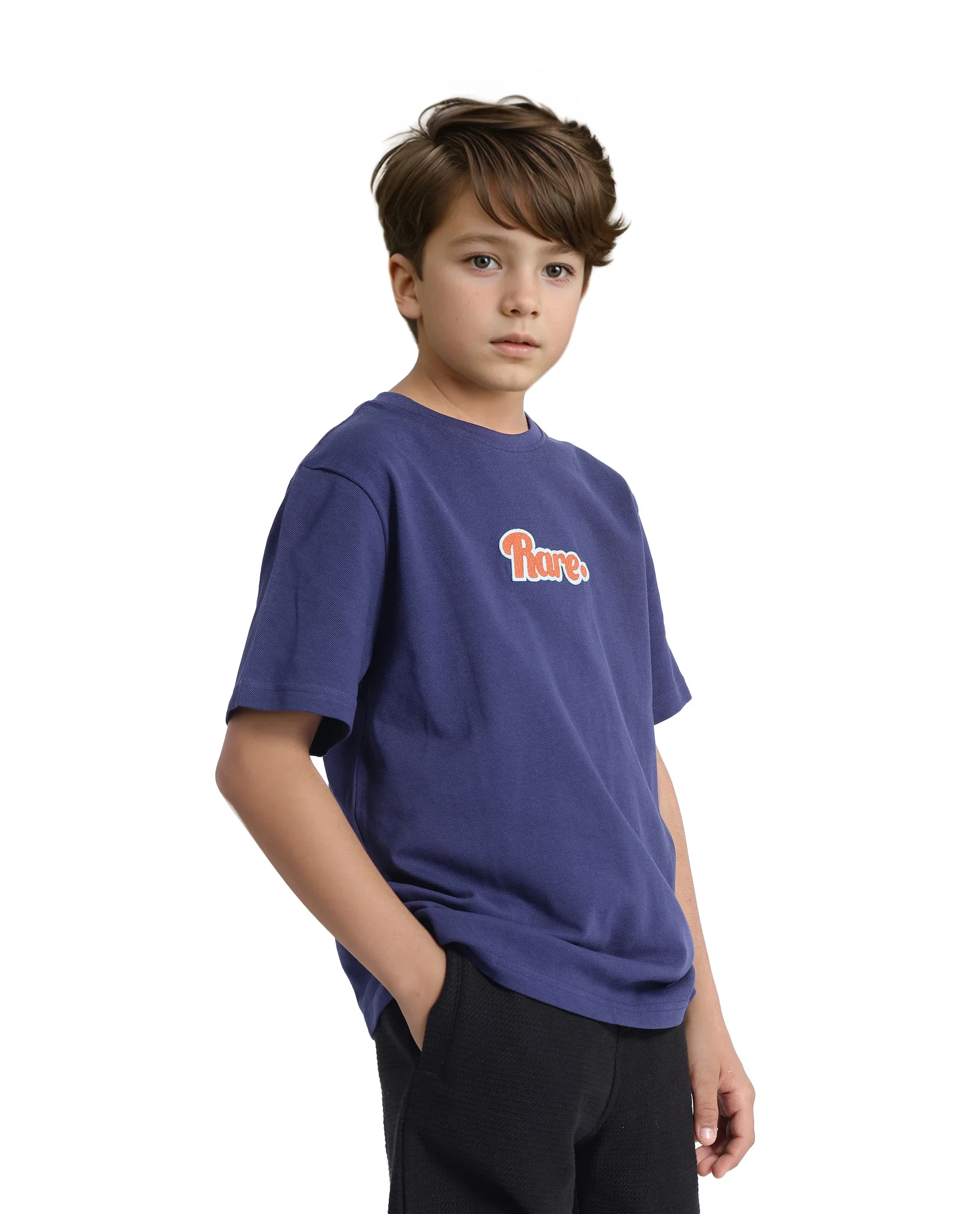 Rare Ones Kids Ride Navy Cotton Half Sleeves Crew Neck Embroidered T-Shirt - Image 7