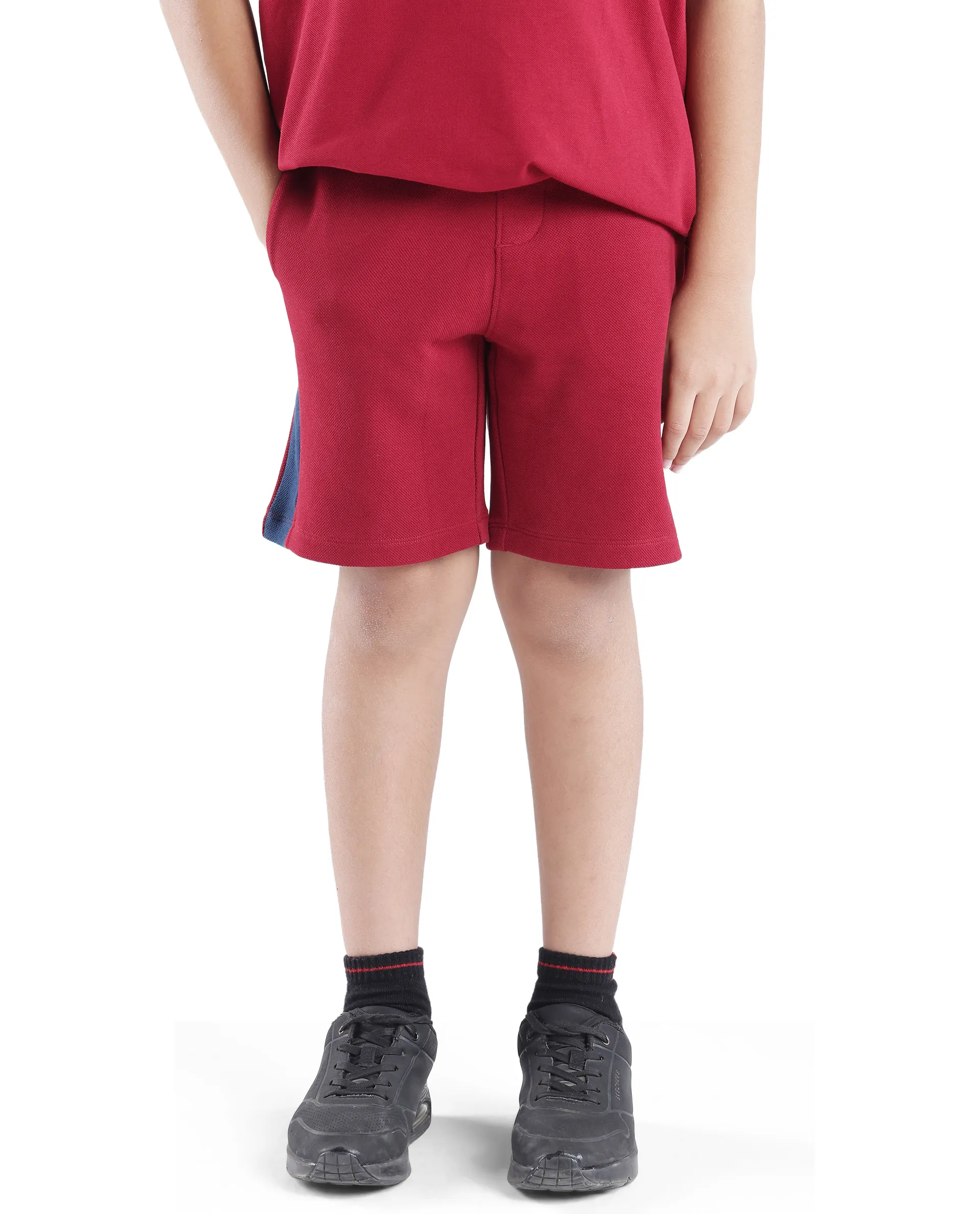 Rare Ones Kids Rider Dark Red Cotton Poly Cut And Sew Shorts - Image 2
