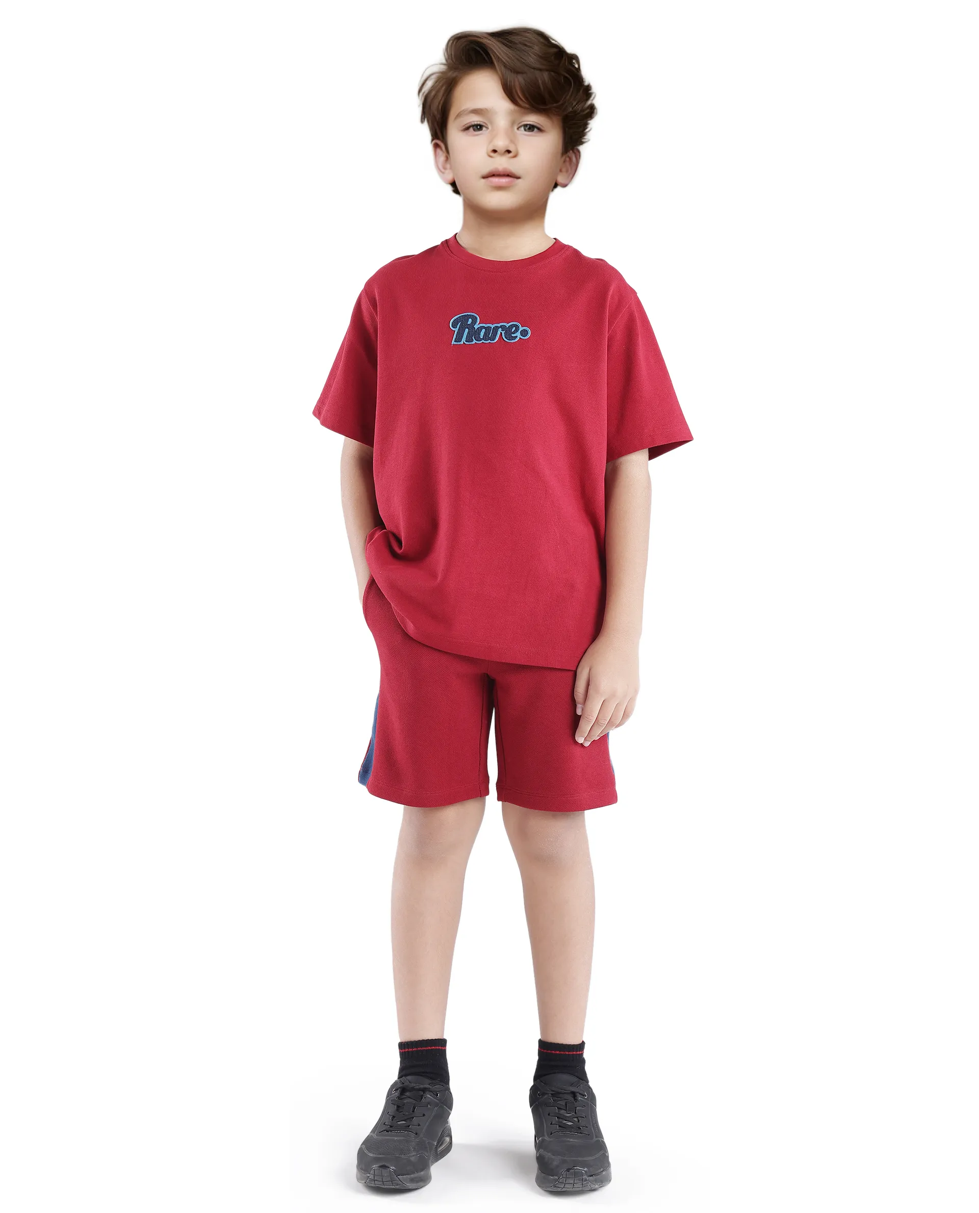Rare Ones Kids Rider Dark Red Cotton Poly Cut And Sew Shorts - Image 3
