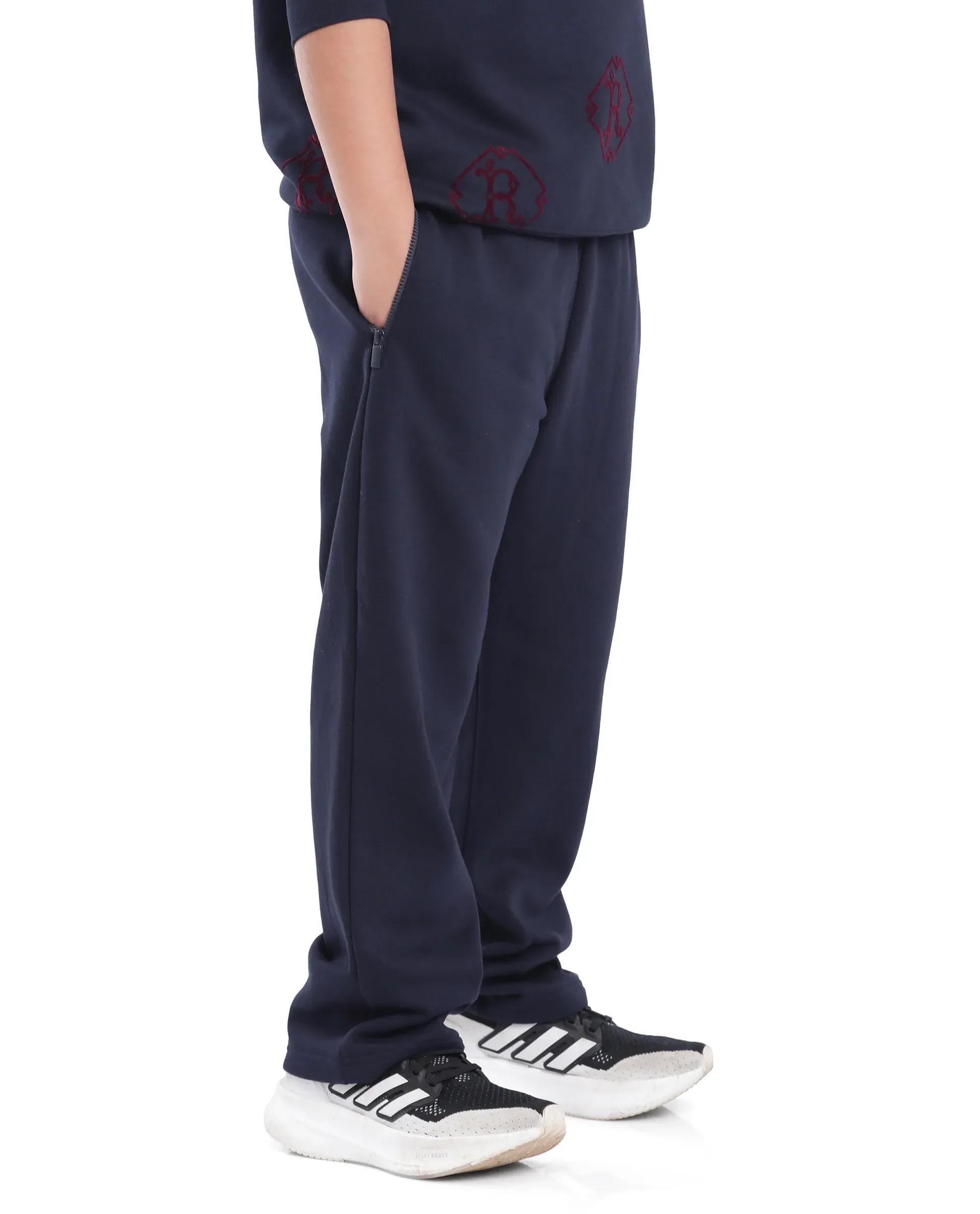 Rare Ones Kids Rinz Navy Cotton Poly Flock Print Trackpant - Image 5