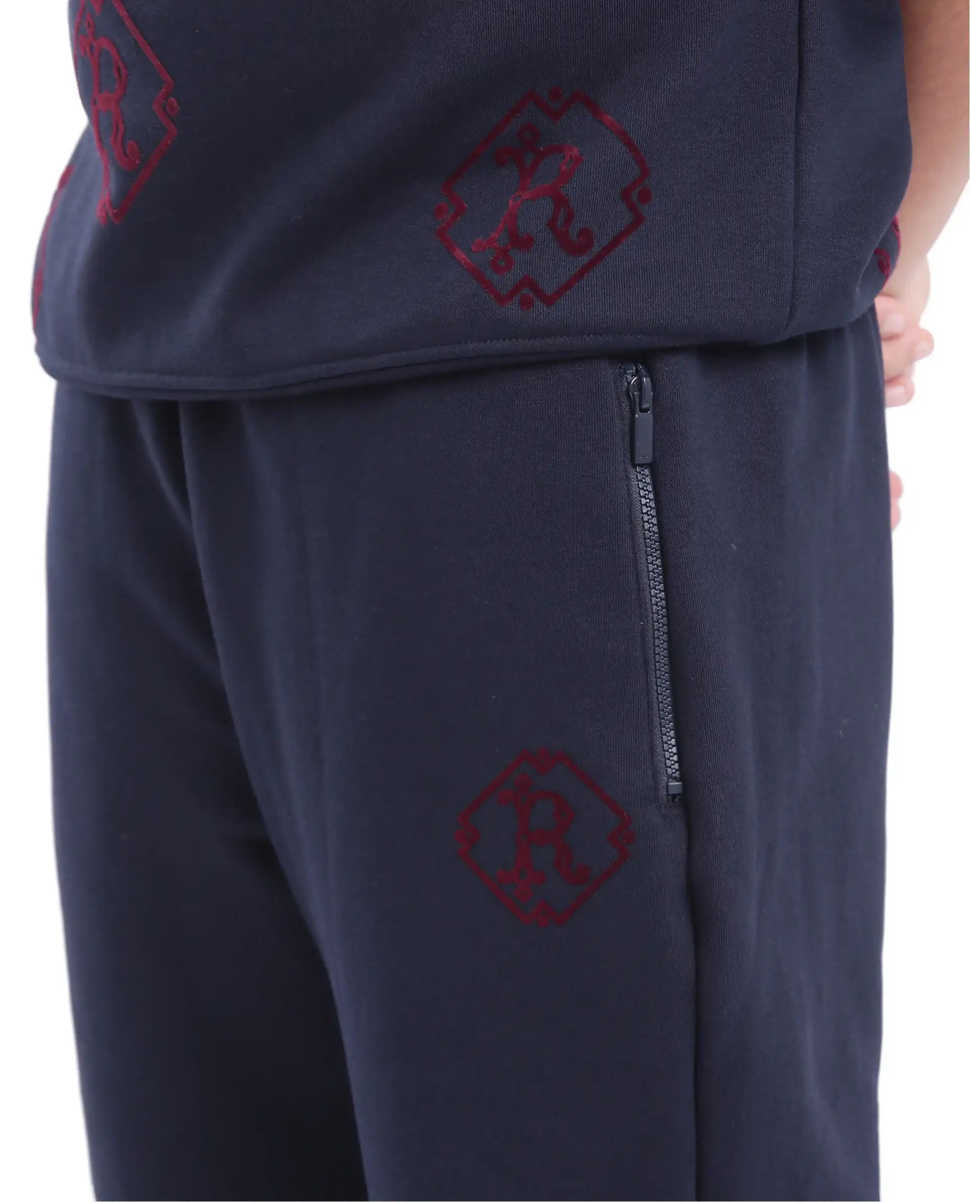 Rare Ones Kids Rinz Navy Cotton Poly Flock Print Trackpant - Image 7
