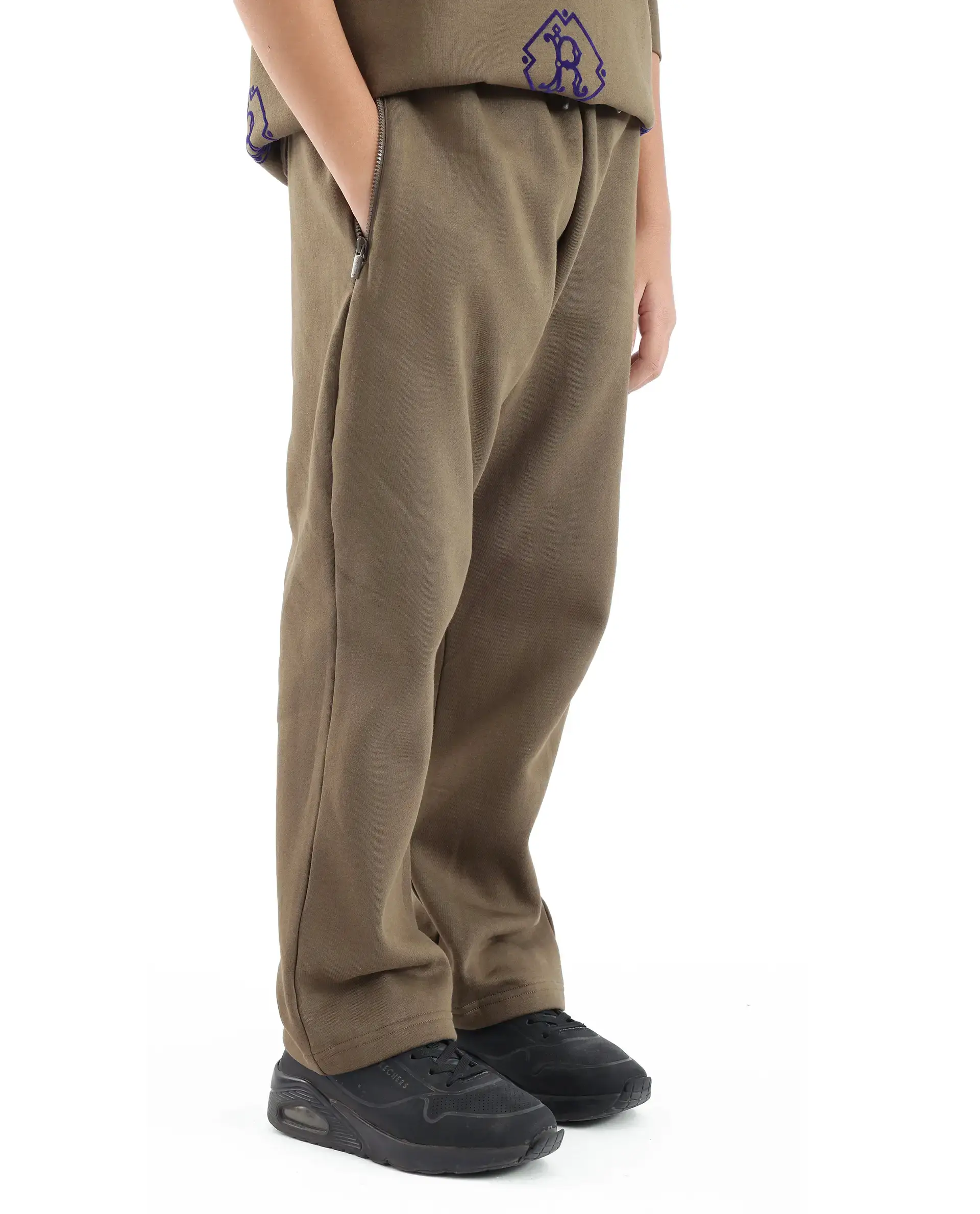 Rare Ones Kids Rinz Olive Cotton Poly Flock Print Trackpant - Image 4