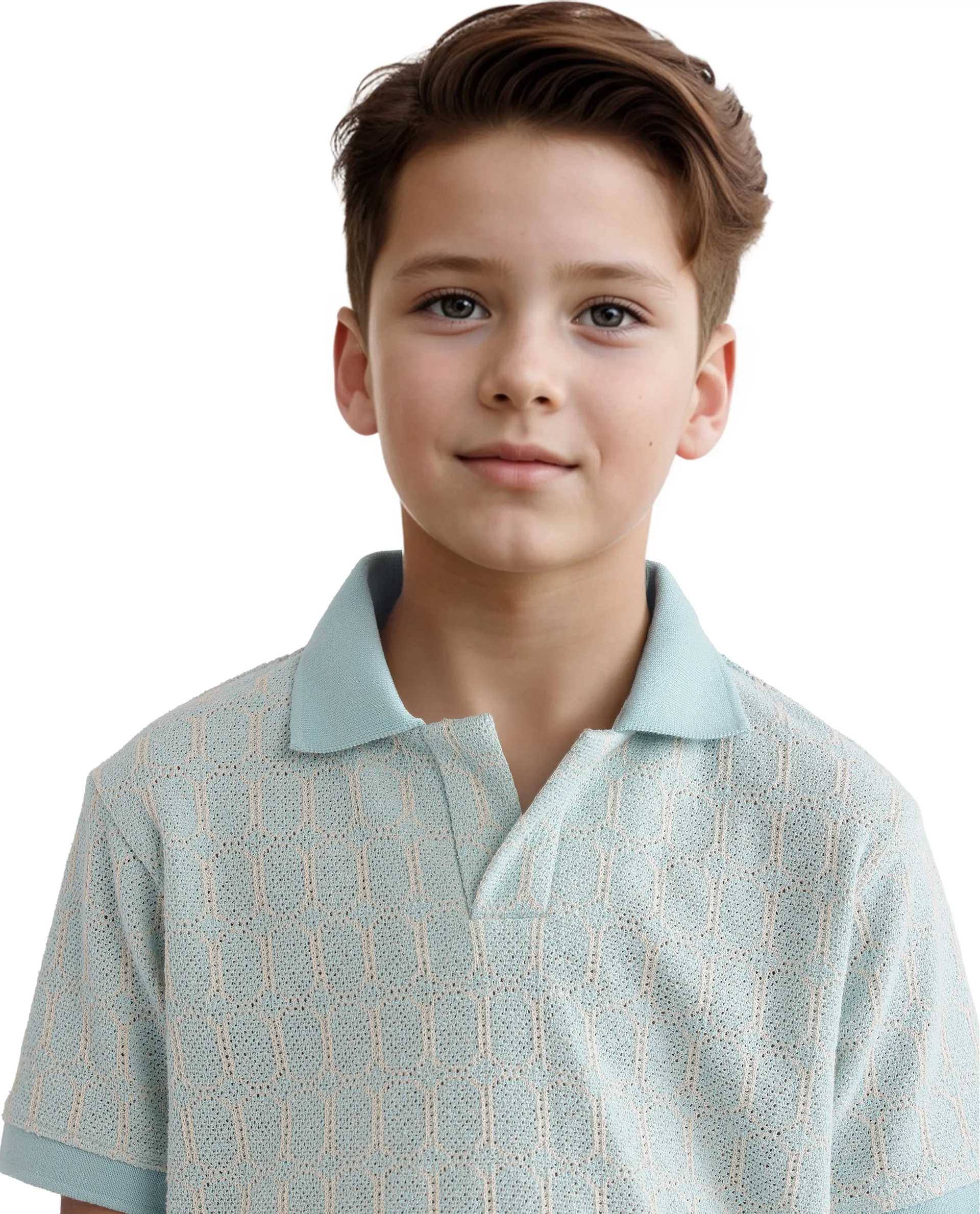 Rare Ones Kids Rivo Light Blue Cotton Blend Half Sleeve Plain Polo - Image 4