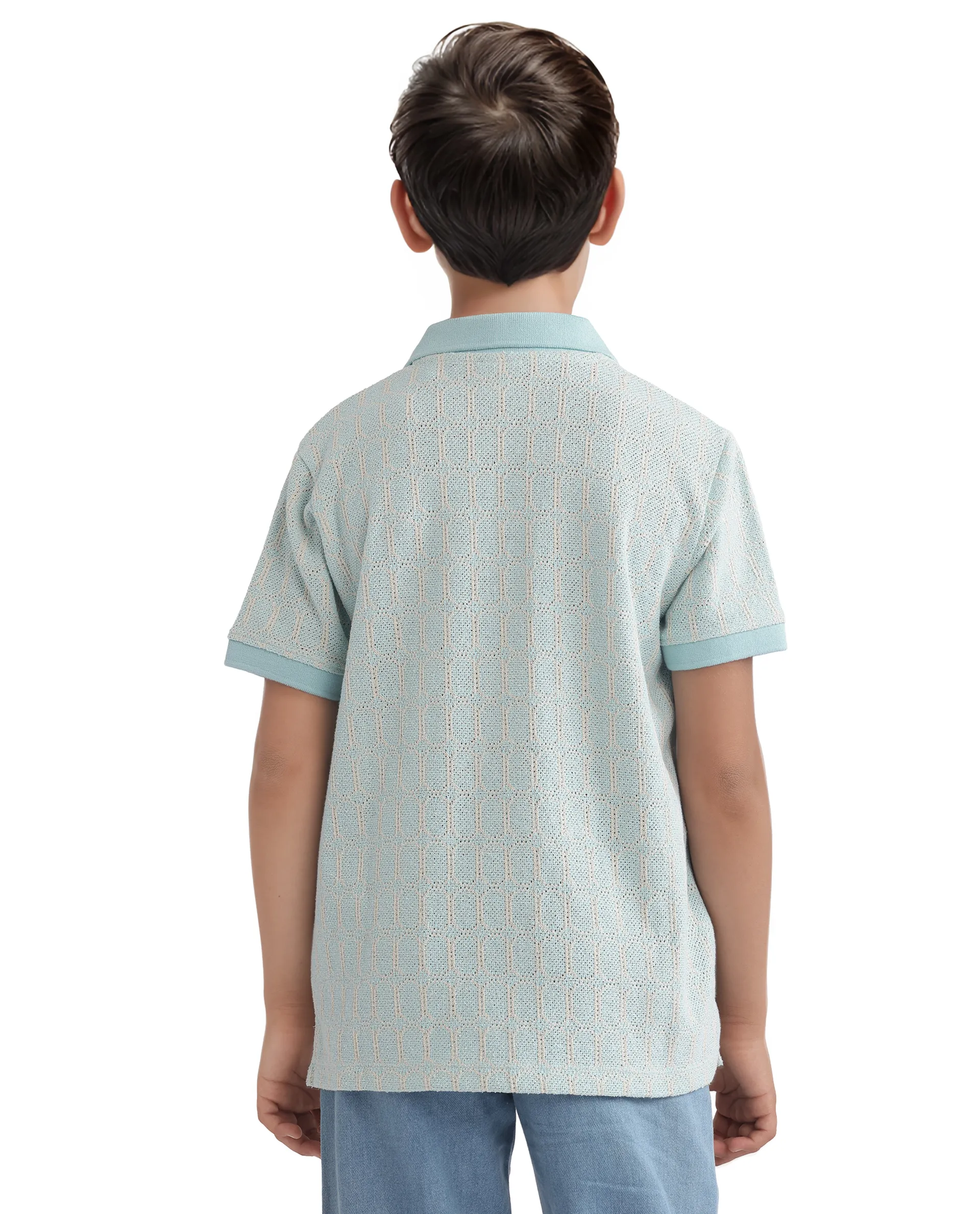 Rare Ones Kids Rivo Light Blue Cotton Blend Half Sleeve Plain Polo - Image 6