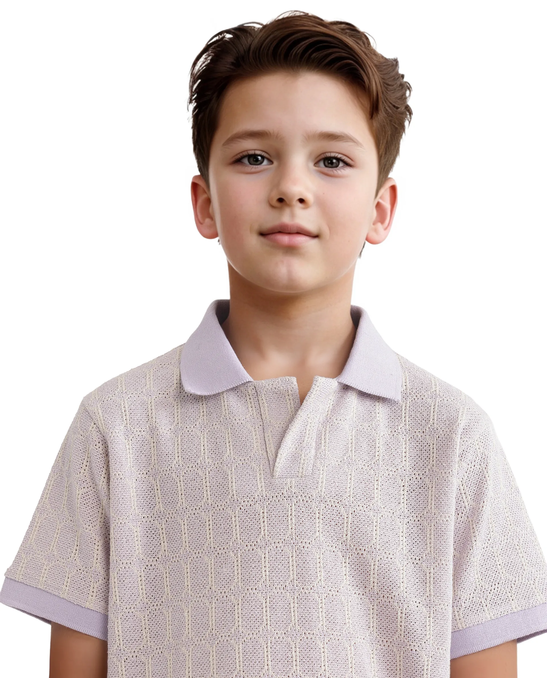 Rare Ones Kids Rivo Light Purple Cotton Blend Short Sleeve Solid Polo - Image 4