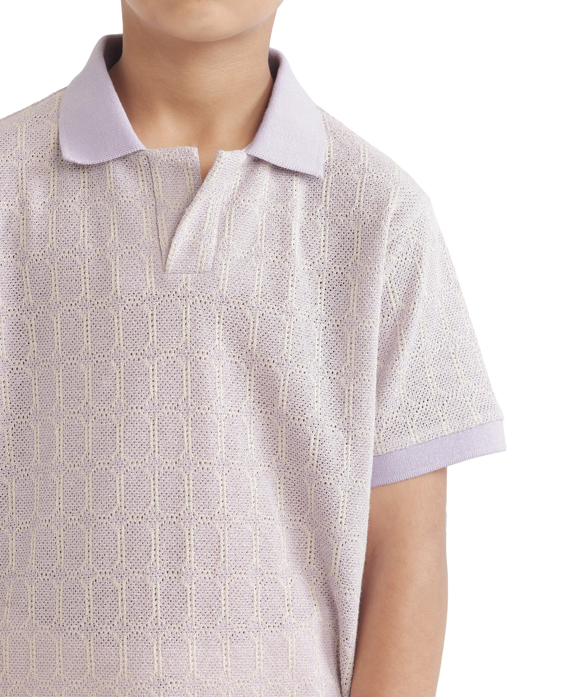 Rare Ones Kids Rivo Light Purple Cotton Blend Short Sleeve Solid Polo - Image 5