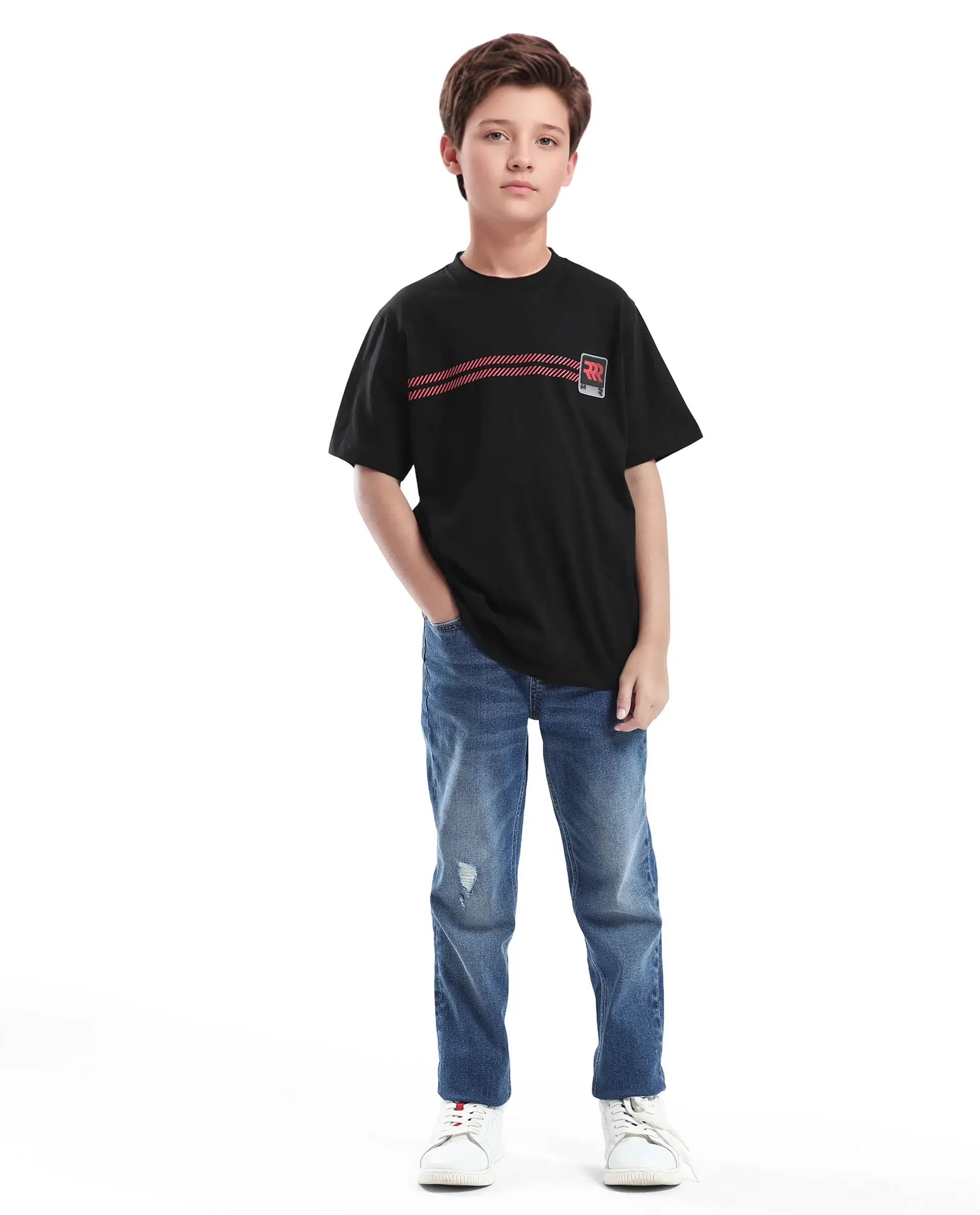 Rare Ones Kids Rlash Black Cotton Half Sleeve Solid Slip-On Closure Regular Fit T-Shirt - Image 2