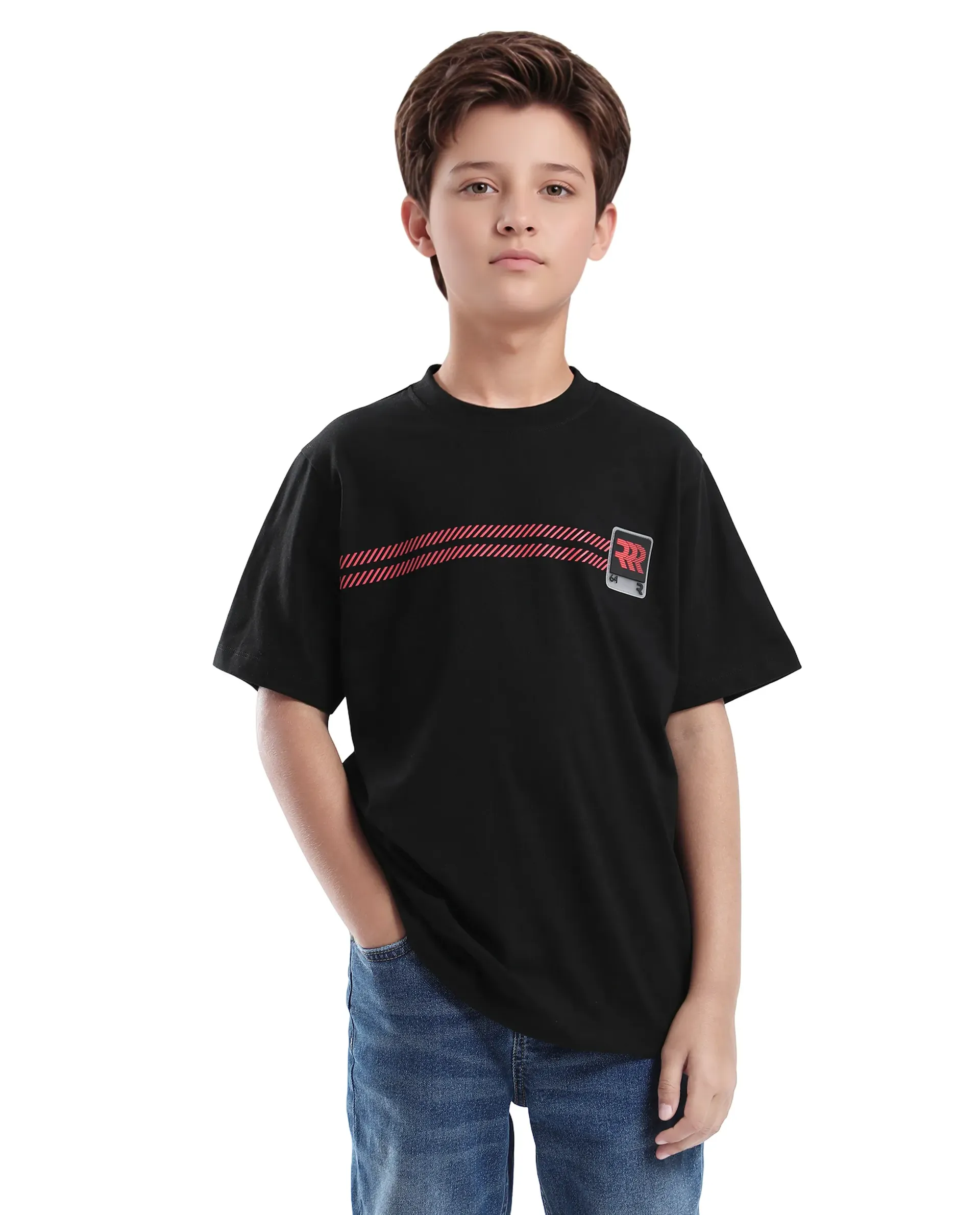 Rare Ones Kids Rlash Black Cotton Half Sleeve Solid Slip-On Closure Regular Fit T-Shirt - Image 3