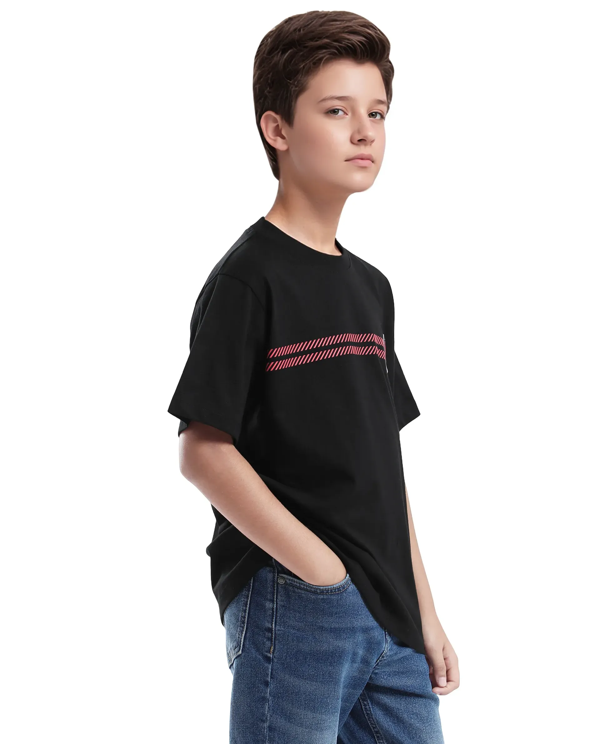Rare Ones Kids Rlash Black Cotton Half Sleeve Solid Slip-On Closure Regular Fit T-Shirt - Image 5