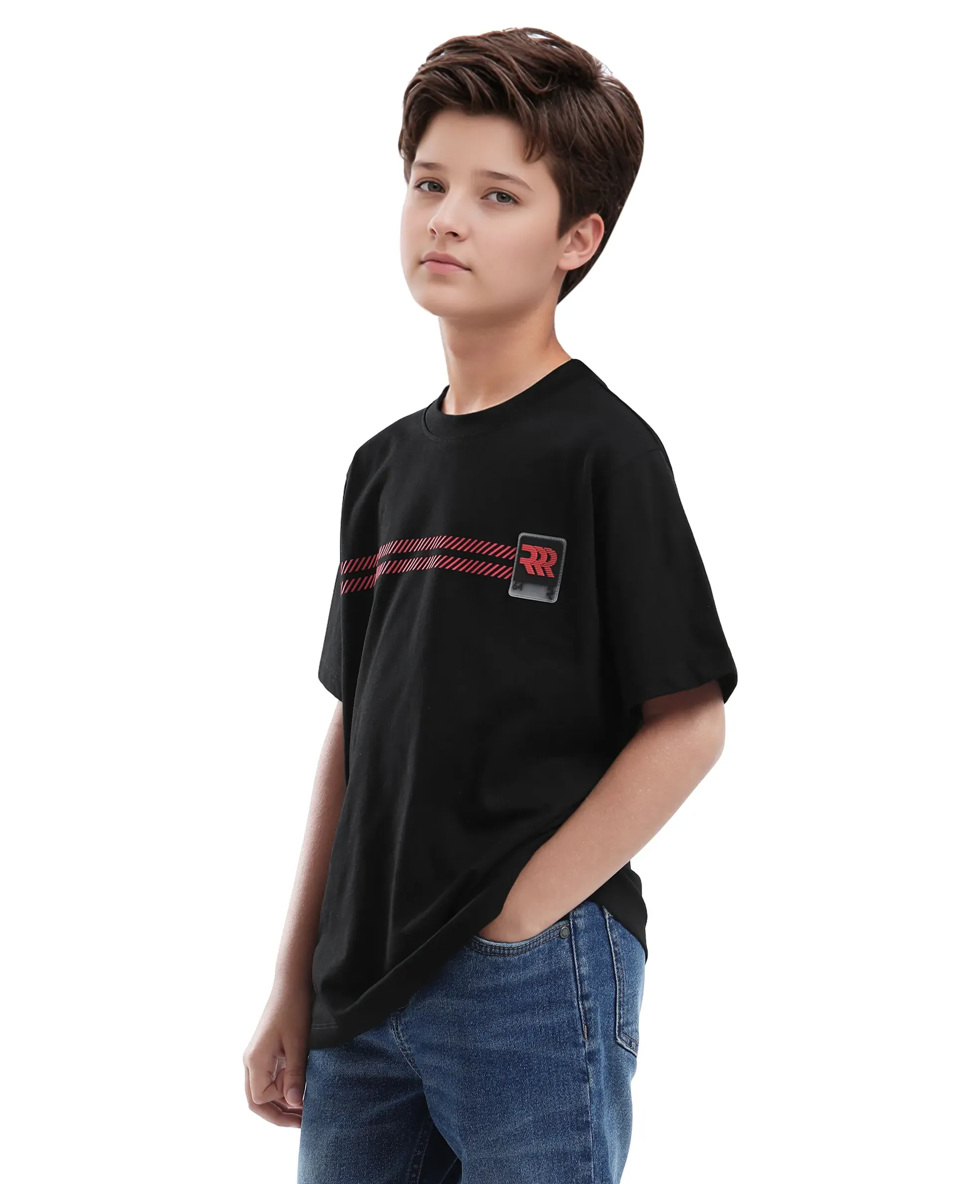 Rare Ones Kids Rlash Black Cotton Half Sleeve Solid Slip-On Closure Regular Fit T-Shirt - Image 6