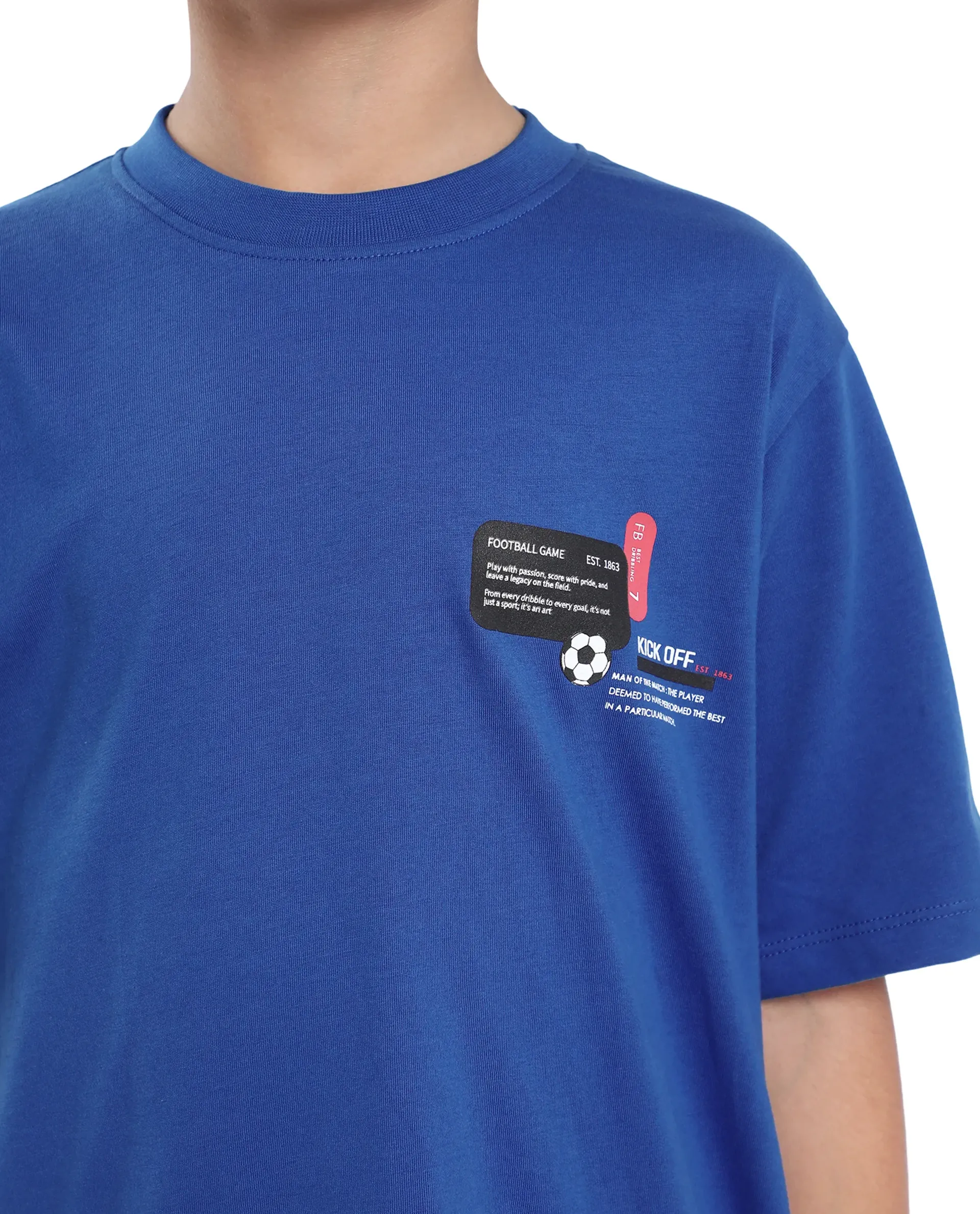 Rare Ones Kids Ronal Blue Cotton Half Sleeve Printed Slip-On Closure Regular Fit T-Shirt - Image 4