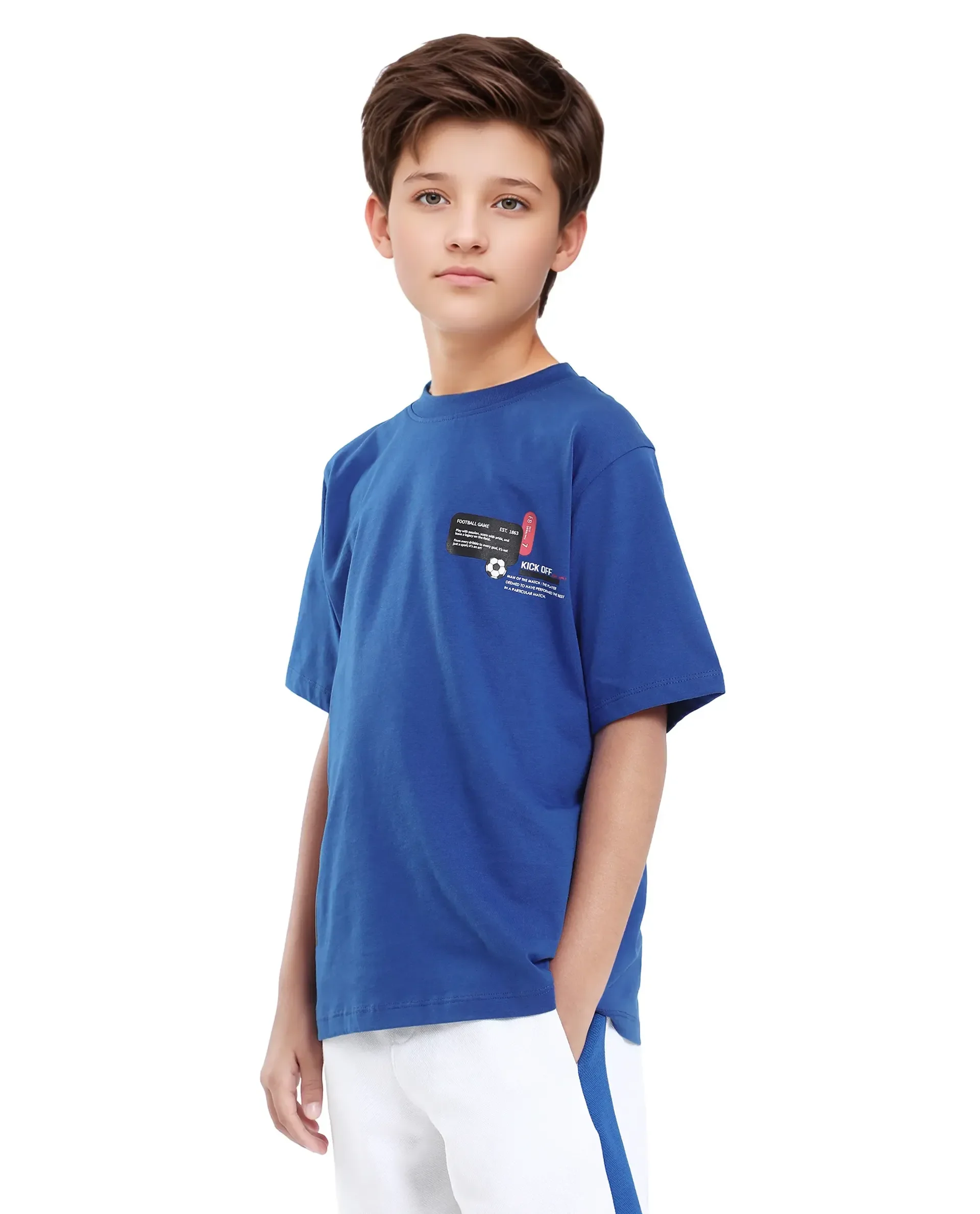 Rare Ones Kids Ronal Blue Cotton Half Sleeve Printed Slip-On Closure Regular Fit T-Shirt - Image 6