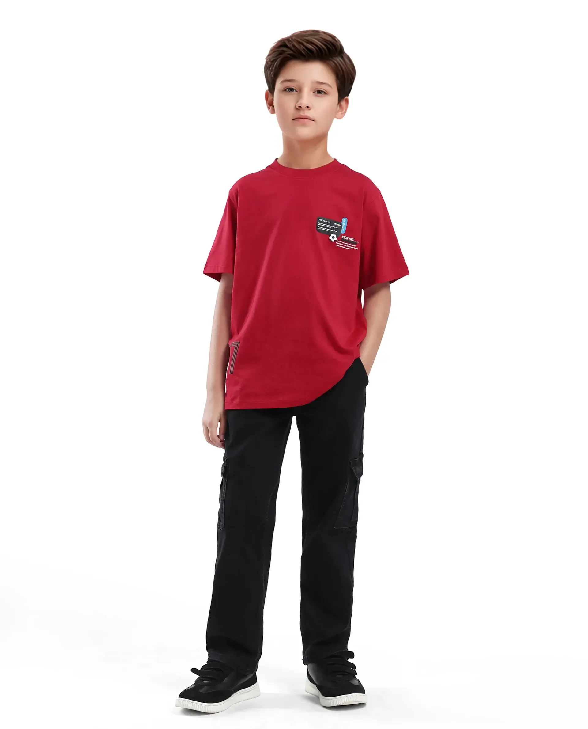Rare Ones Kids Ronal Red Cotton Half Sleeve Printed Slip-On Closure Regular Fit T-Shirt - Image 2
